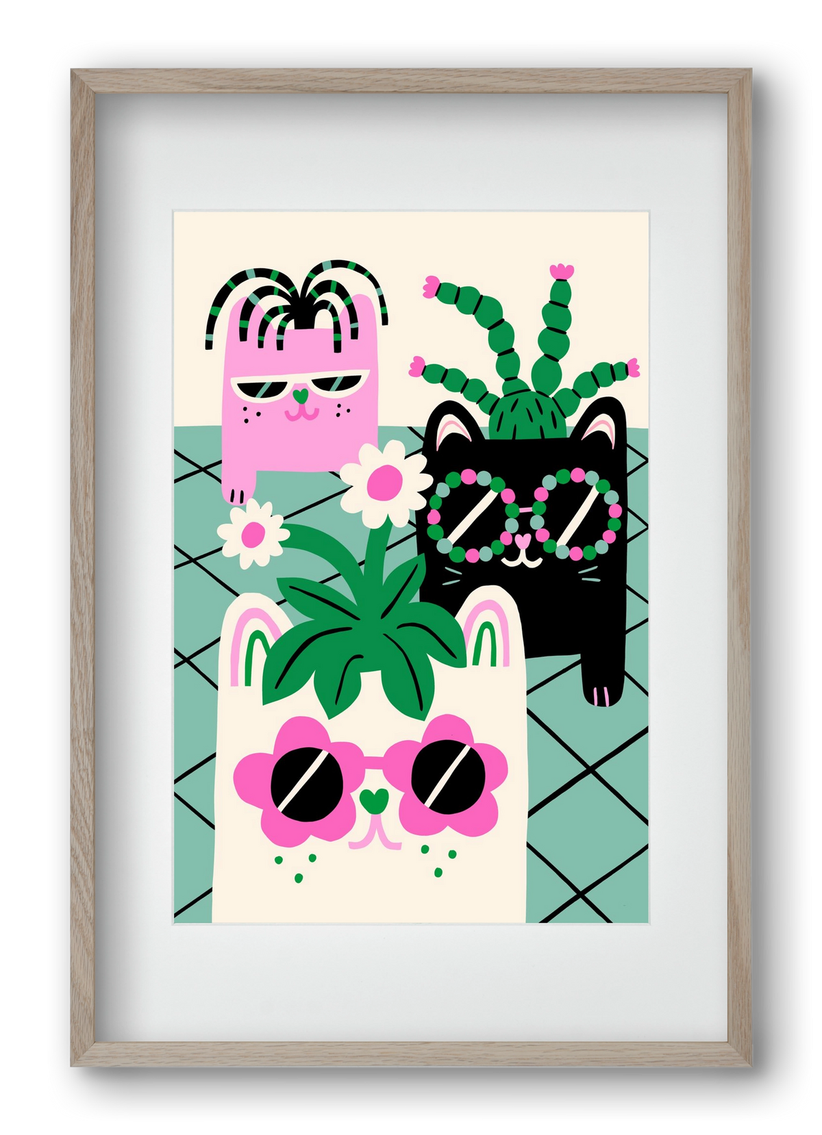 Cat Pots, 40x60 cm (30x45 cm), Tölgy keret, paszpartuval