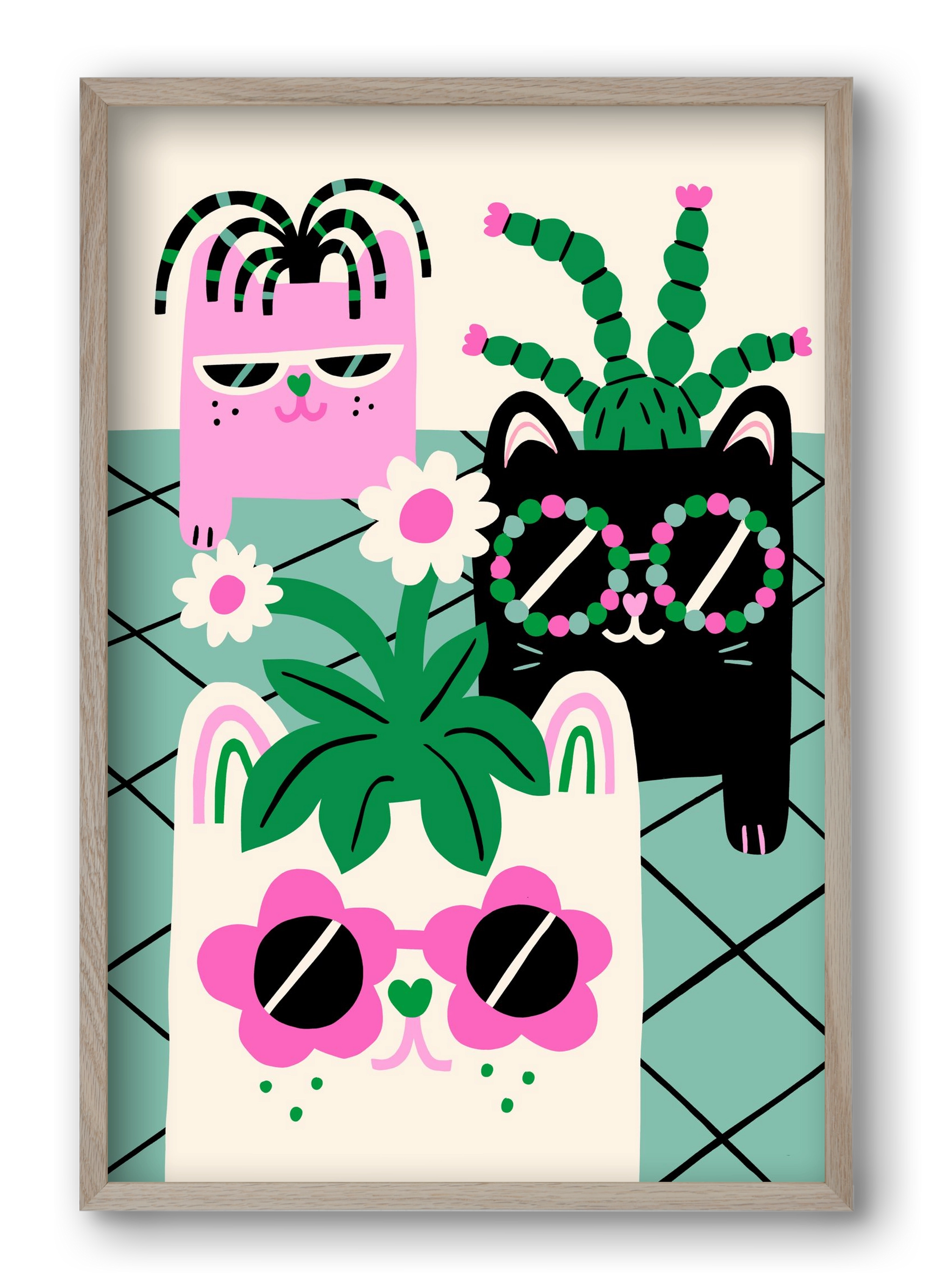 Cat Pots, 40x60 cm (40x60 cm), Tölgy keret