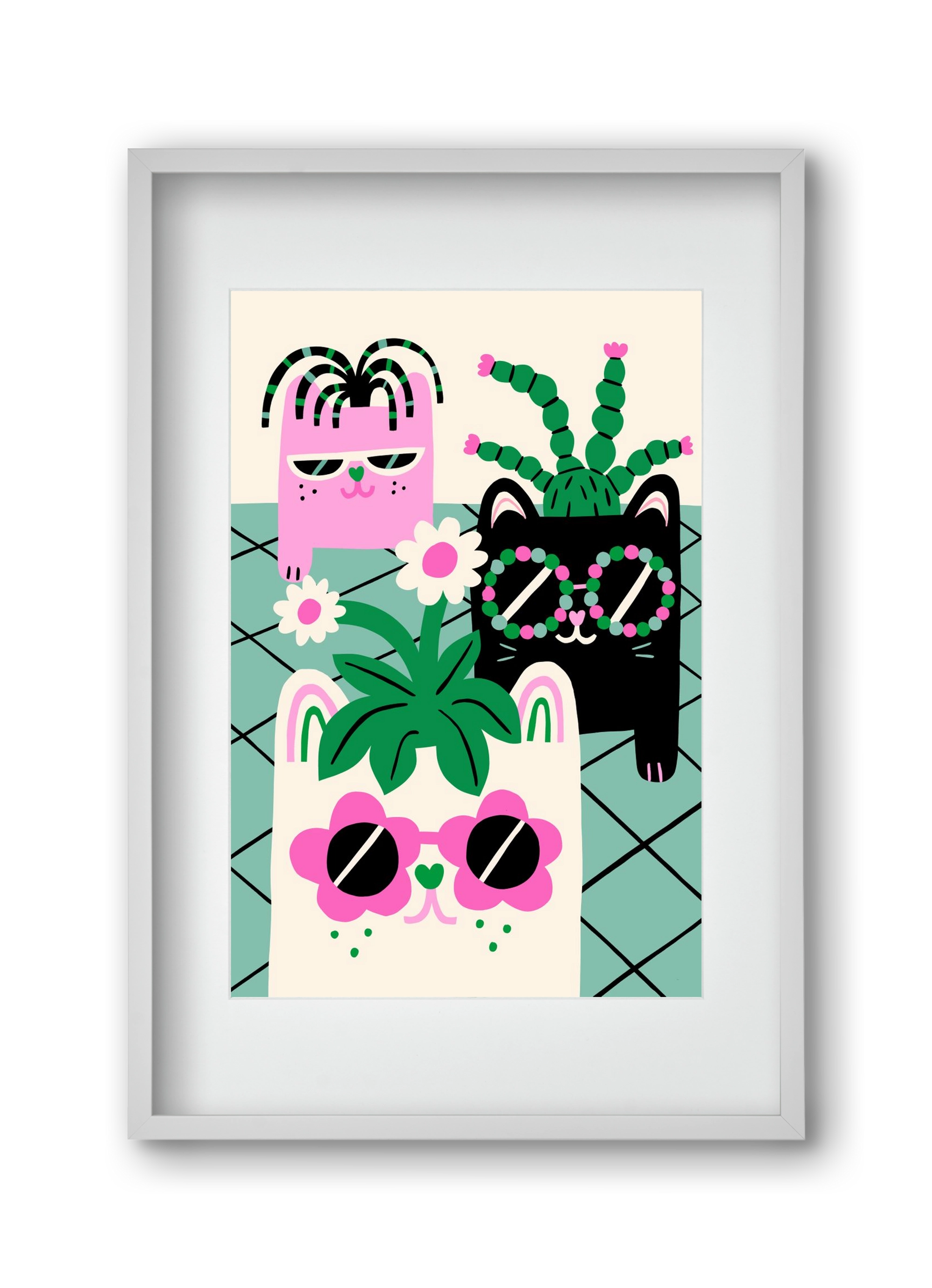 Cat Pots, 30x45 cm (20x30 cm), Fehér keret, paszpartuval