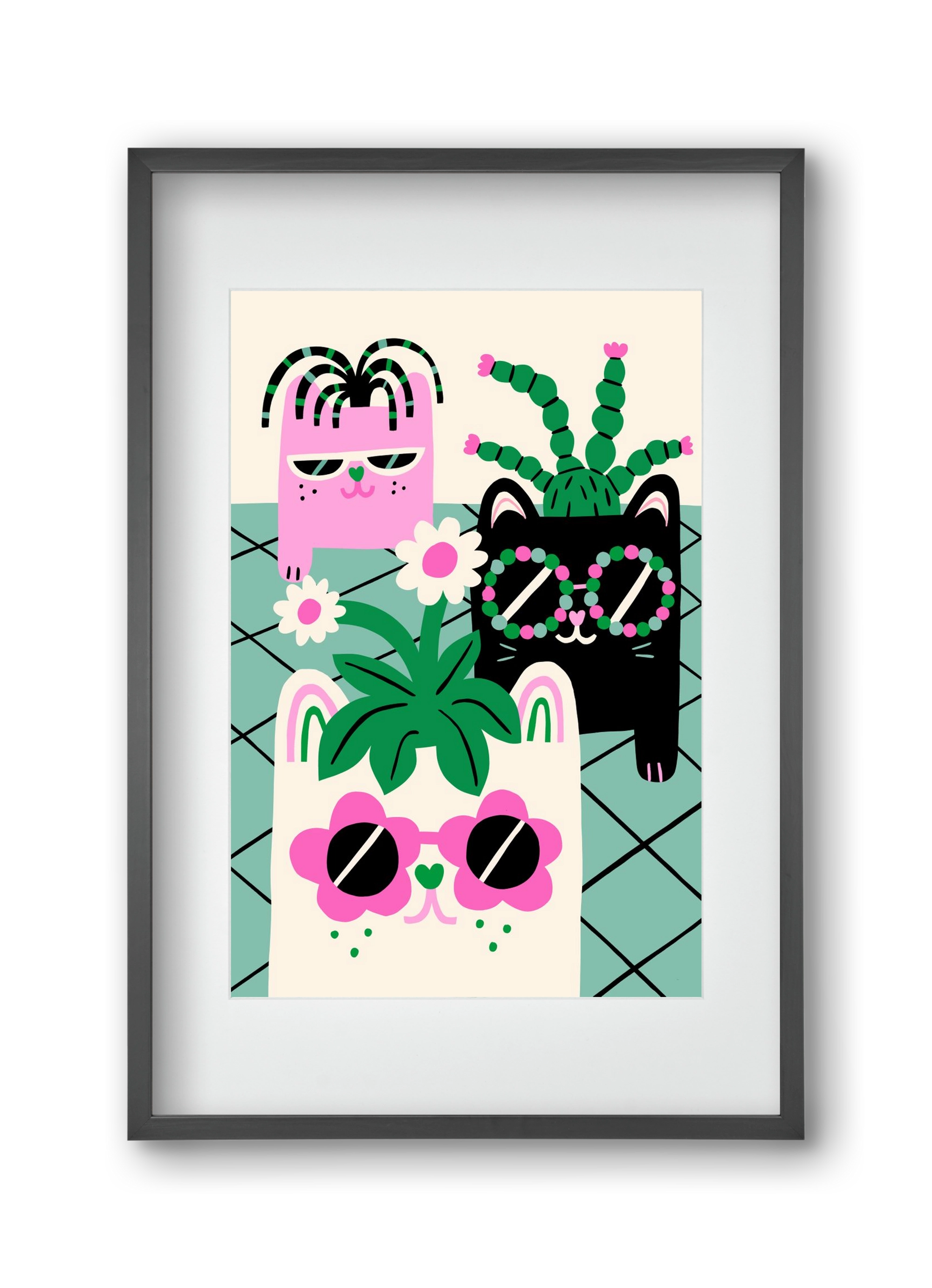 Cat Pots, 30x45 cm (20x30 cm), Fekete keret, paszpartuval