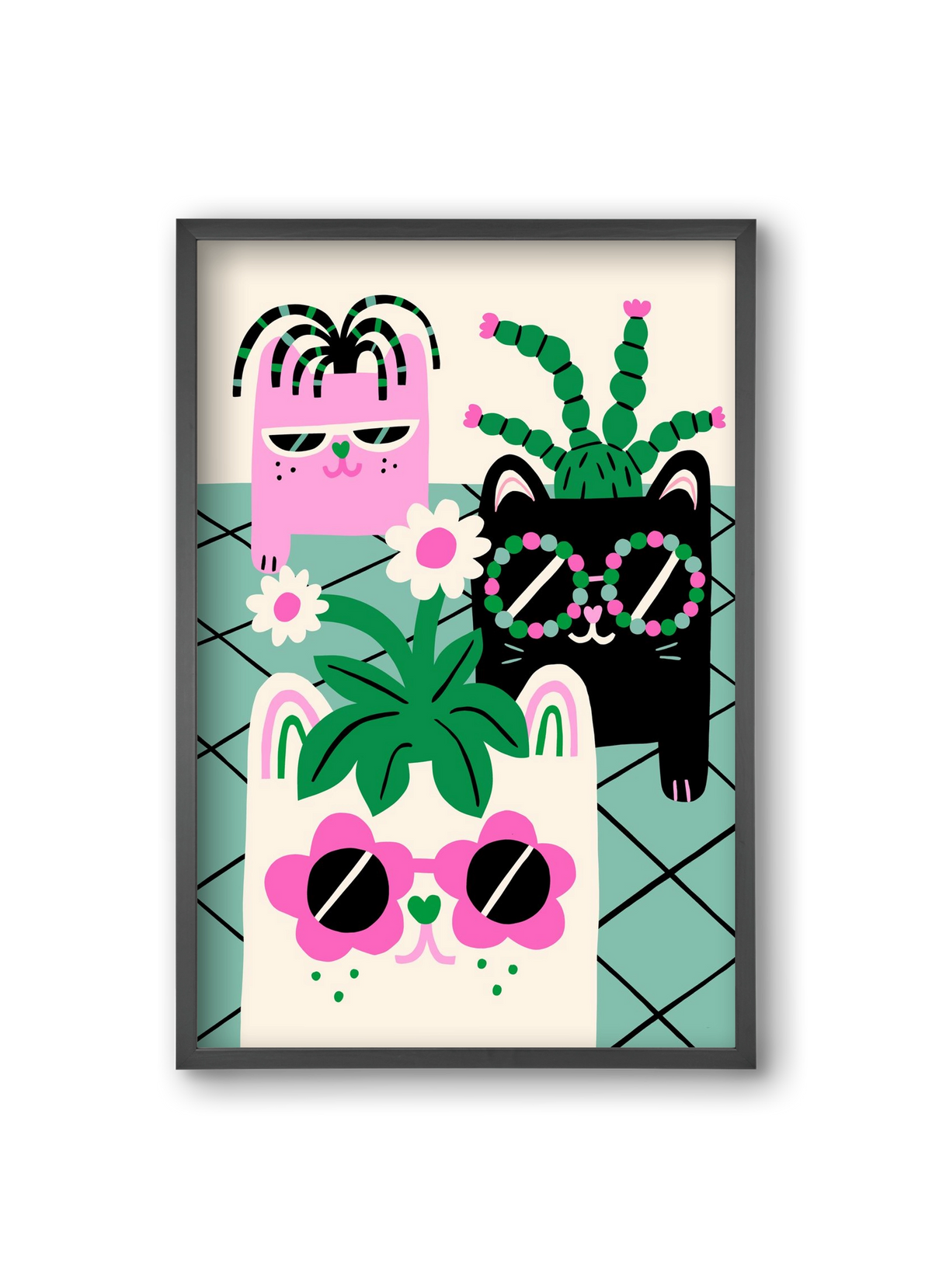 Cat Pots, 20x30 cm (20x30 cm), Fekete keret