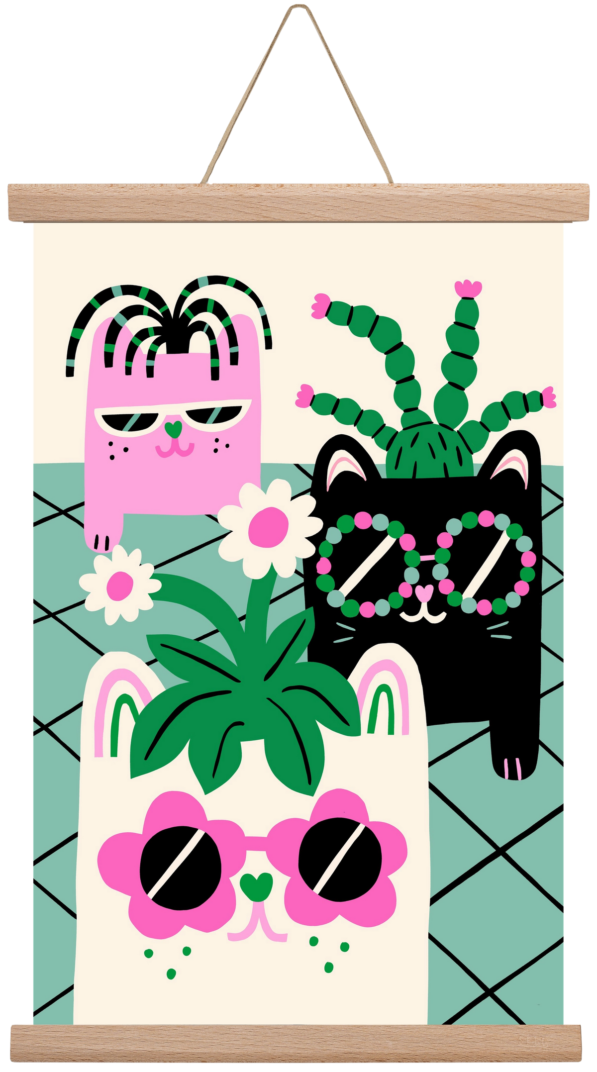 Cat Pots, 30x45 cm (30x45 cm), Tölgy akasztó