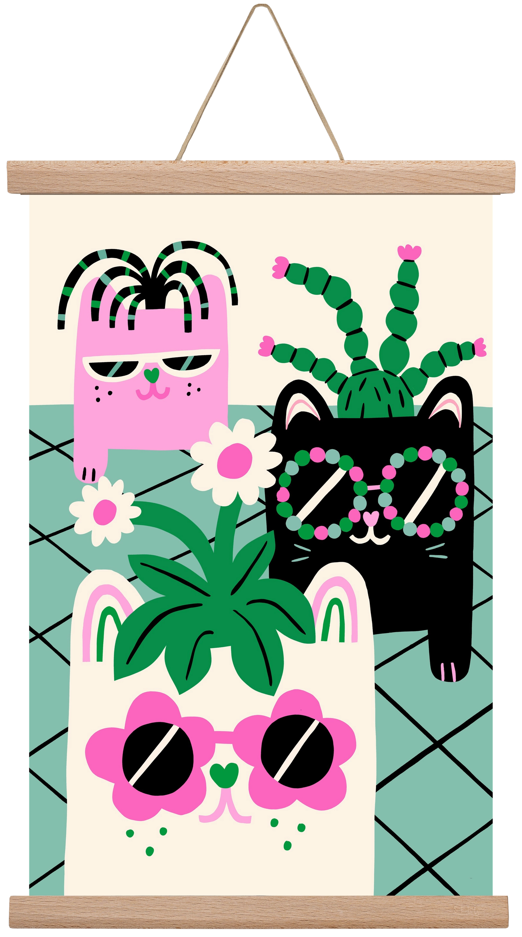 Cat Pots, 30x45 cm (30x45 cm), Tölgy akasztó