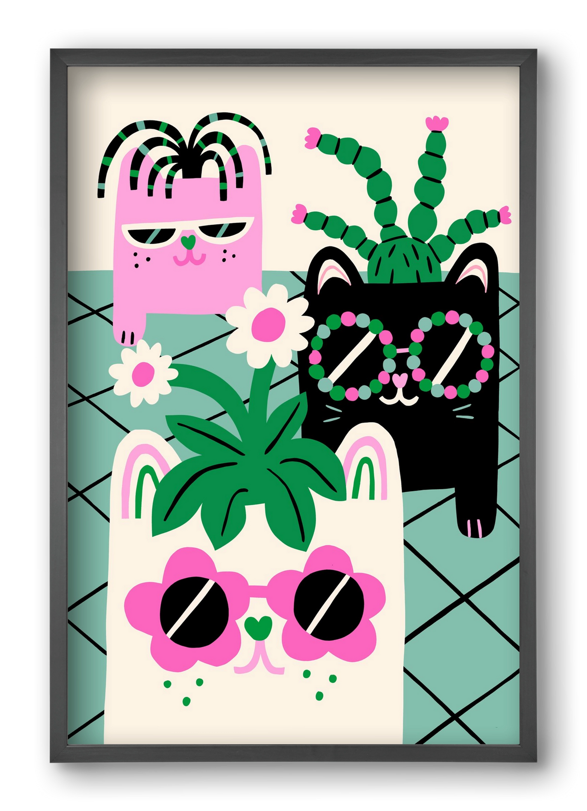 Cat Pots, 40x60 cm (40x60 cm), Fekete keret