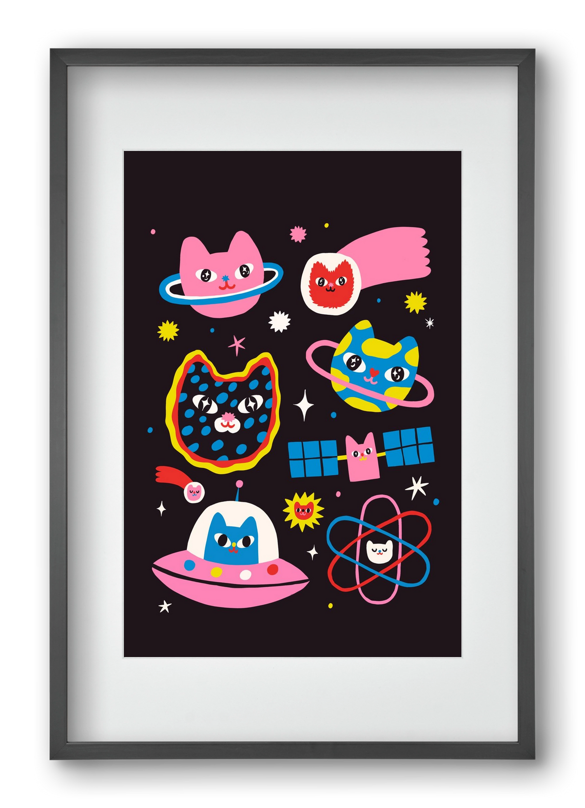 Cat Space, 40x60 cm (30x45 cm), Fekete keret, paszpartuval