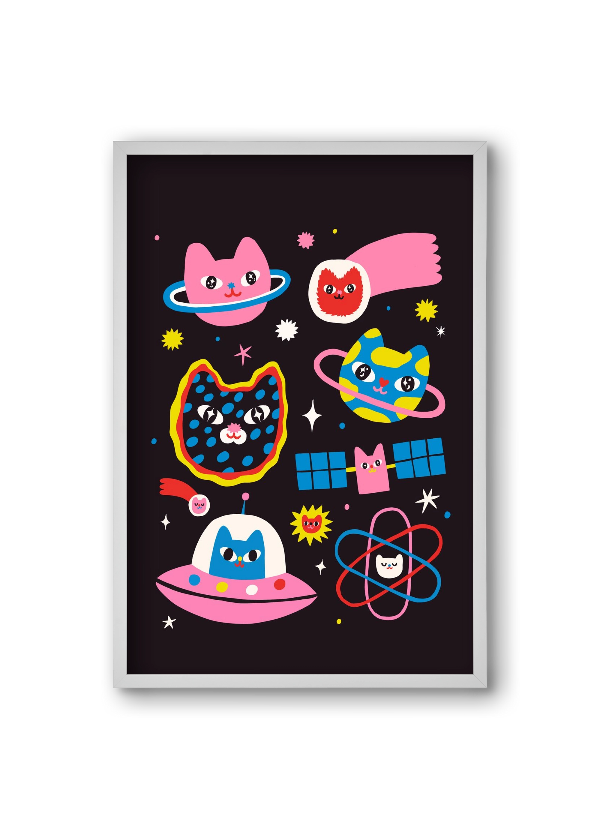 Cat Space, 20x30 cm (20x30 cm), Fehér keret