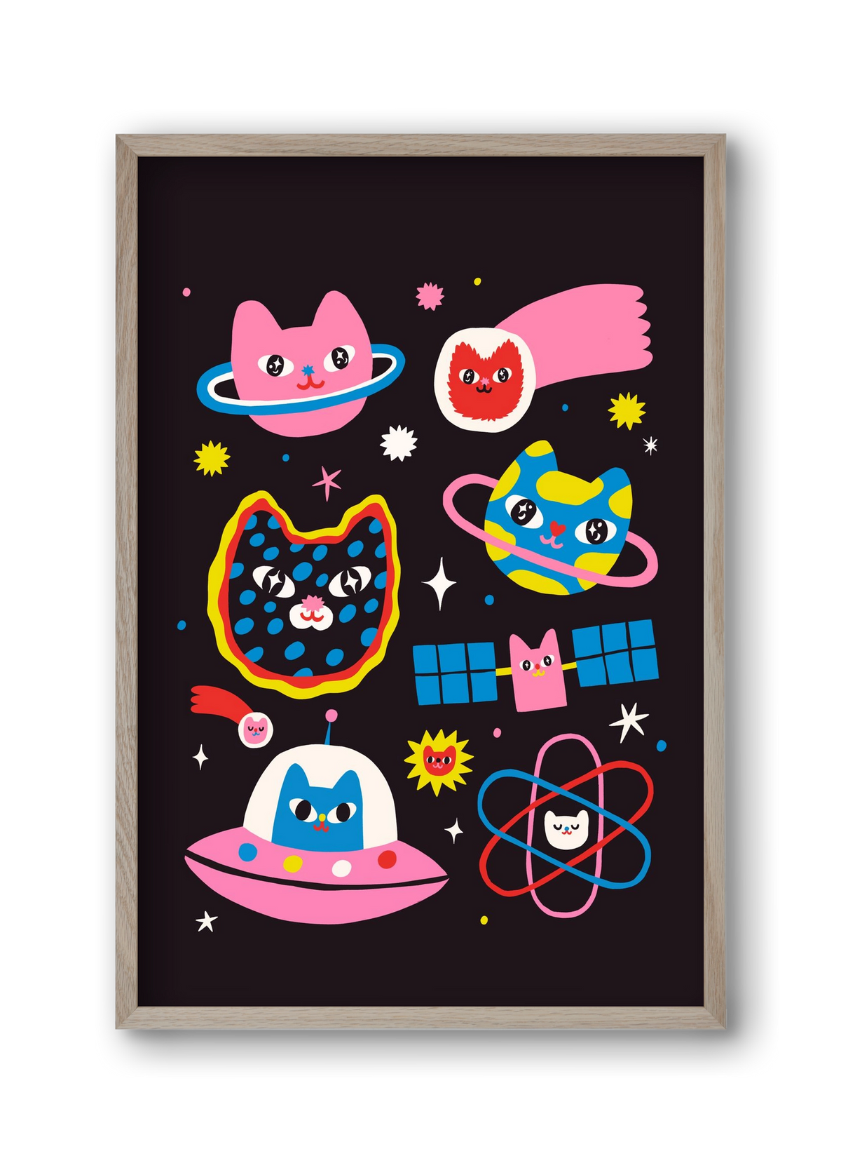 Cat Space, 30x45 cm (30x45 cm), Tölgy keret