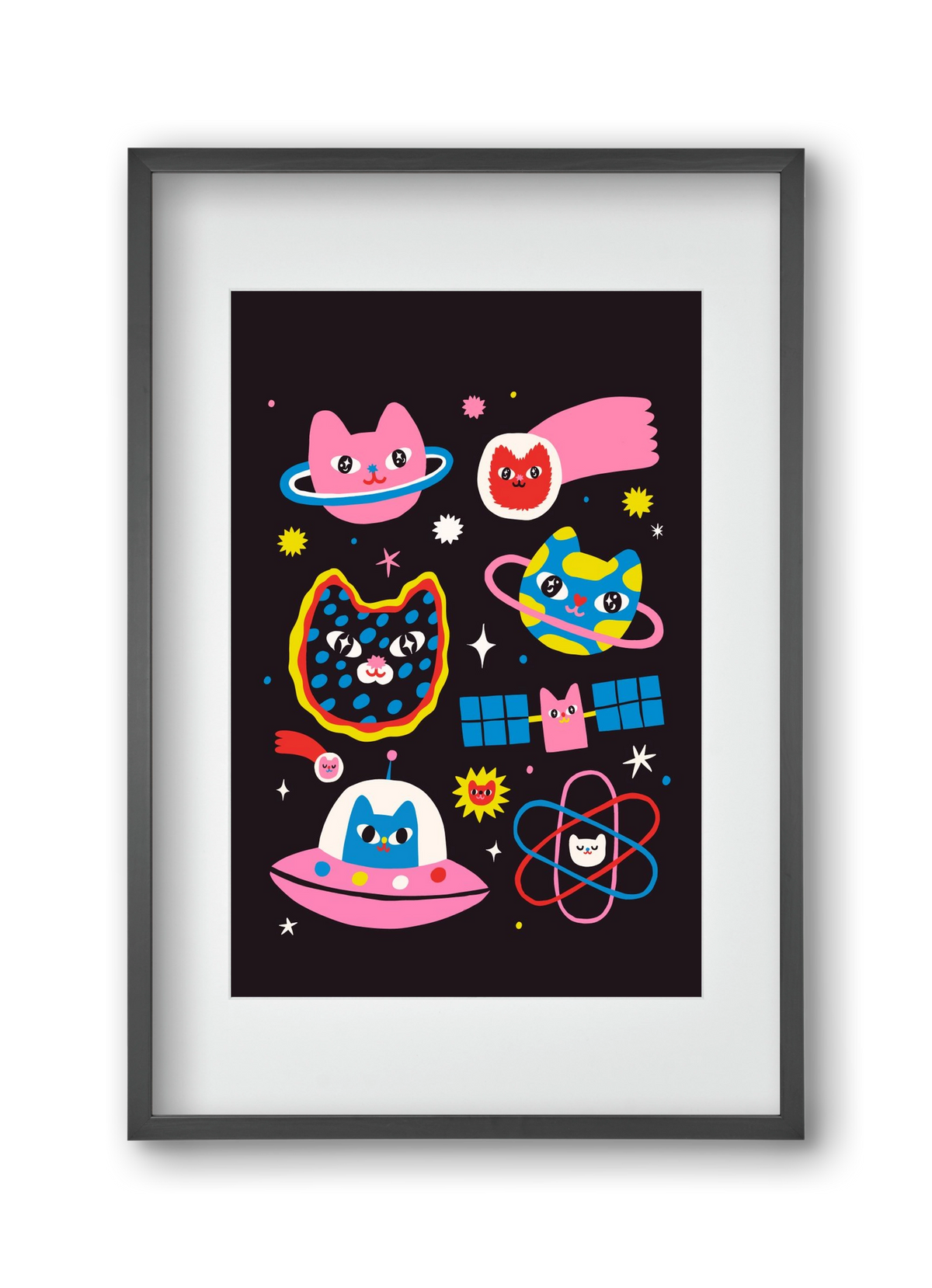 Cat Space, 30x45 cm (20x30 cm), Fekete keret, paszpartuval