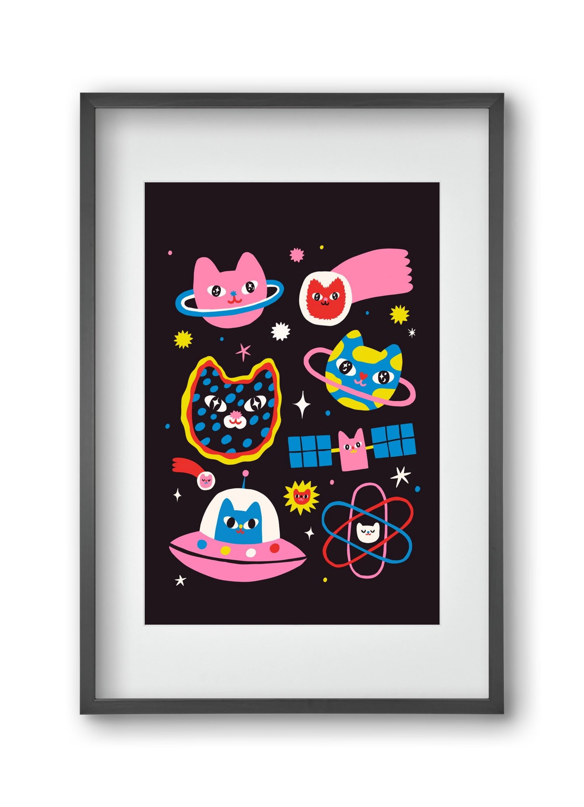 Cat Space, 30x45 cm (20x30 cm), Fekete keret, paszpartuval