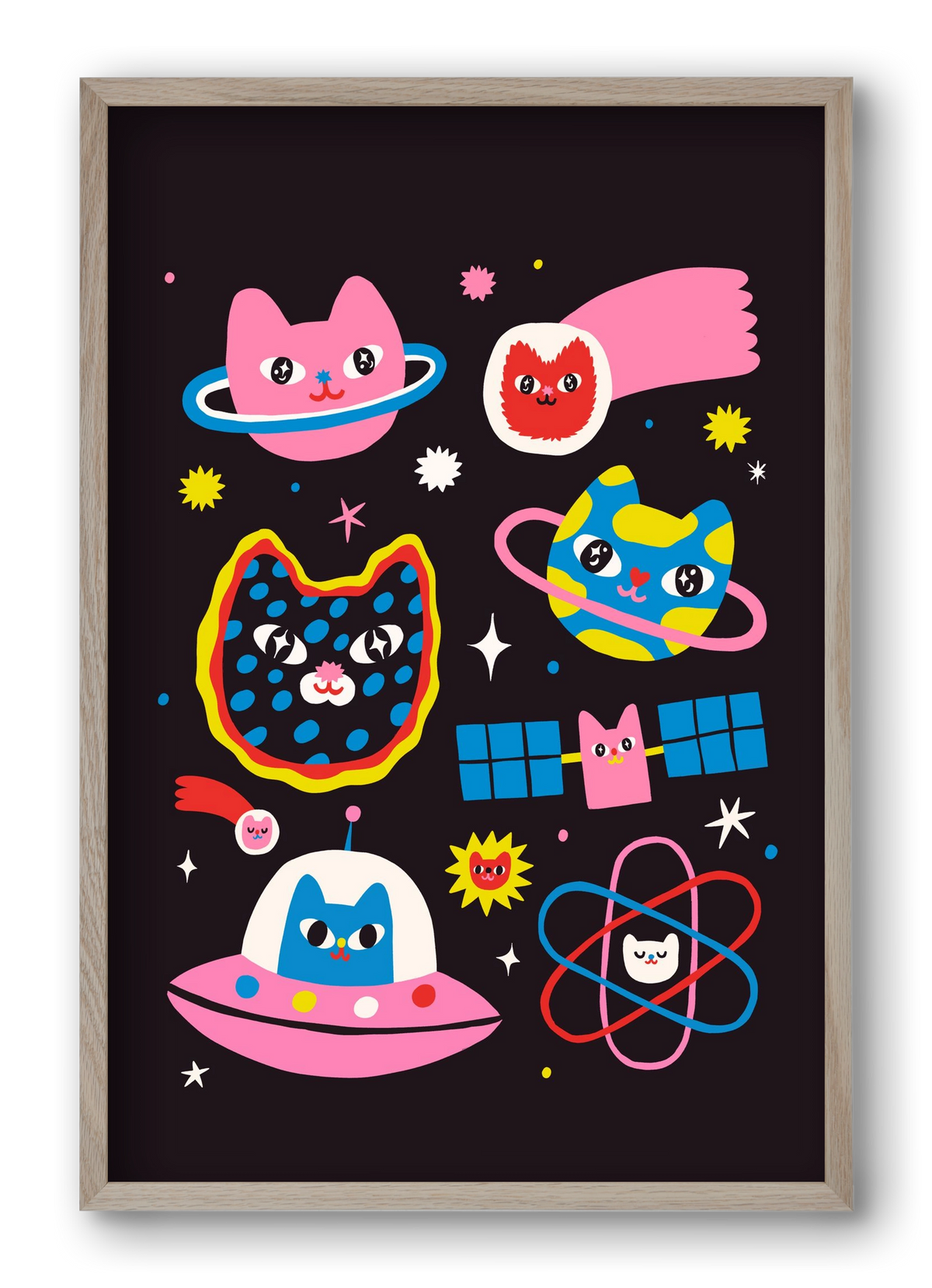 Cat Space, 40x60 cm (40x60 cm), Tölgy keret