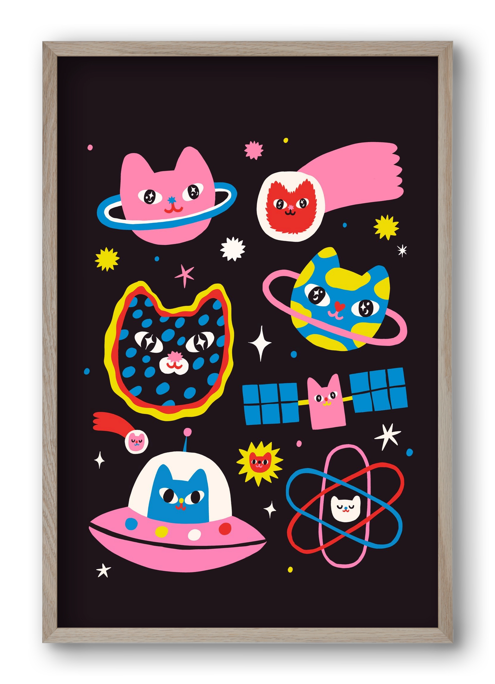 Cat Space, 40x60 cm (40x60 cm), Tölgy keret