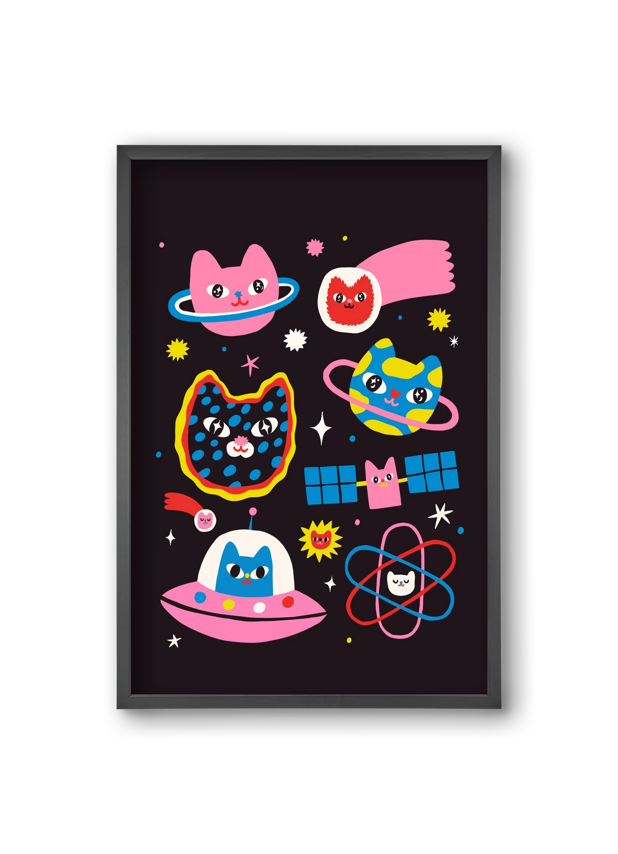 Cat Space, 20x30 cm (20x30 cm), Fekete keret