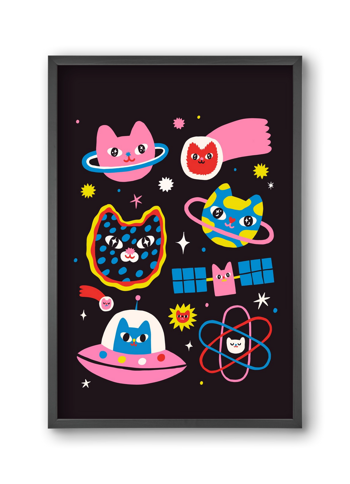 Cat Space, 30x45 cm (30x45 cm), Fekete keret
