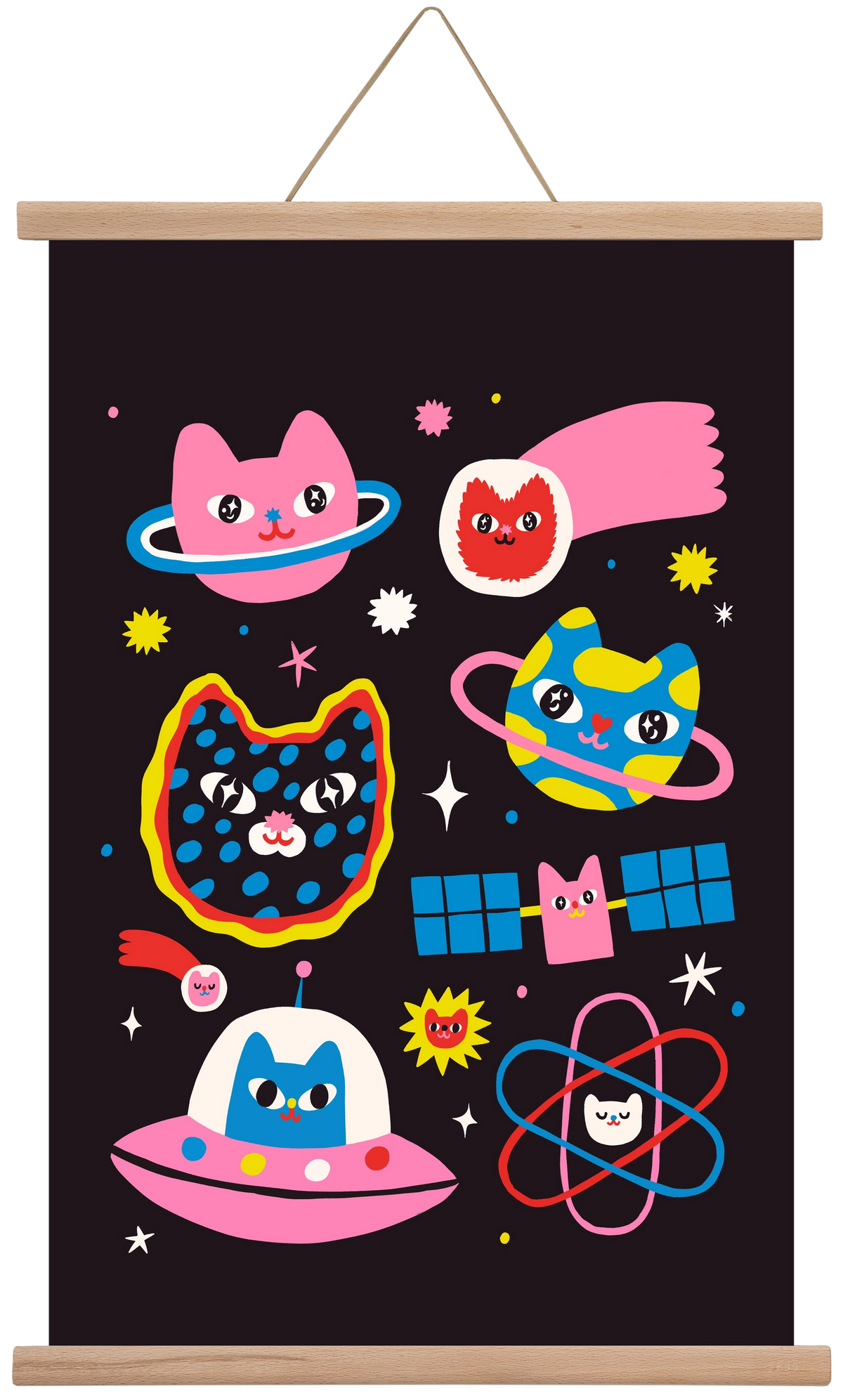 Cat Space, 40x60 cm (40x60 cm), Tölgy akasztó