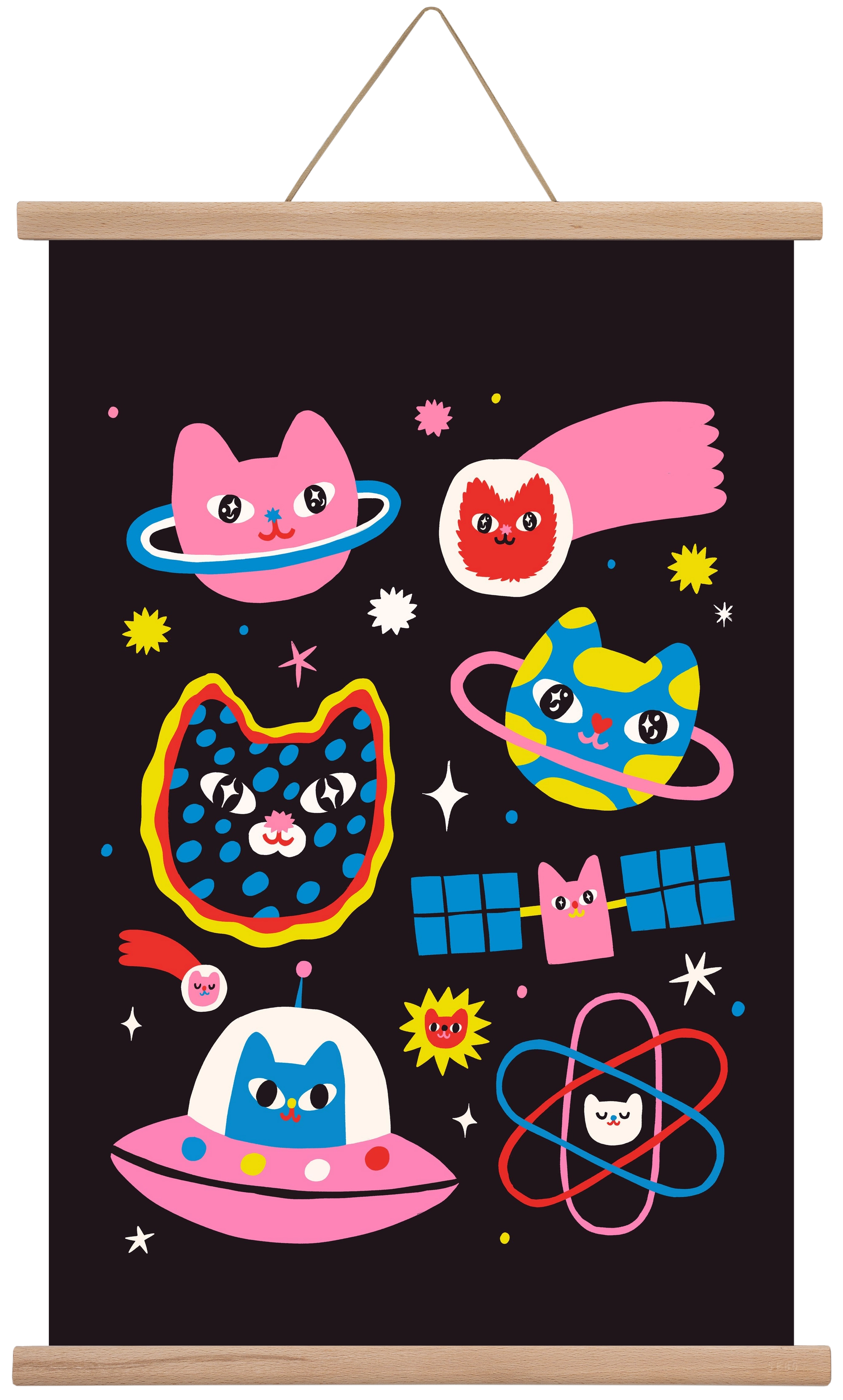 Cat Space, 40x60 cm (40x60 cm), Tölgy akasztó