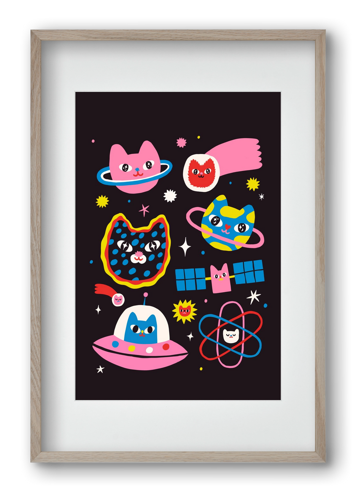Cat Space, 40x60 cm (30x45 cm), Tölgy keret, paszpartuval