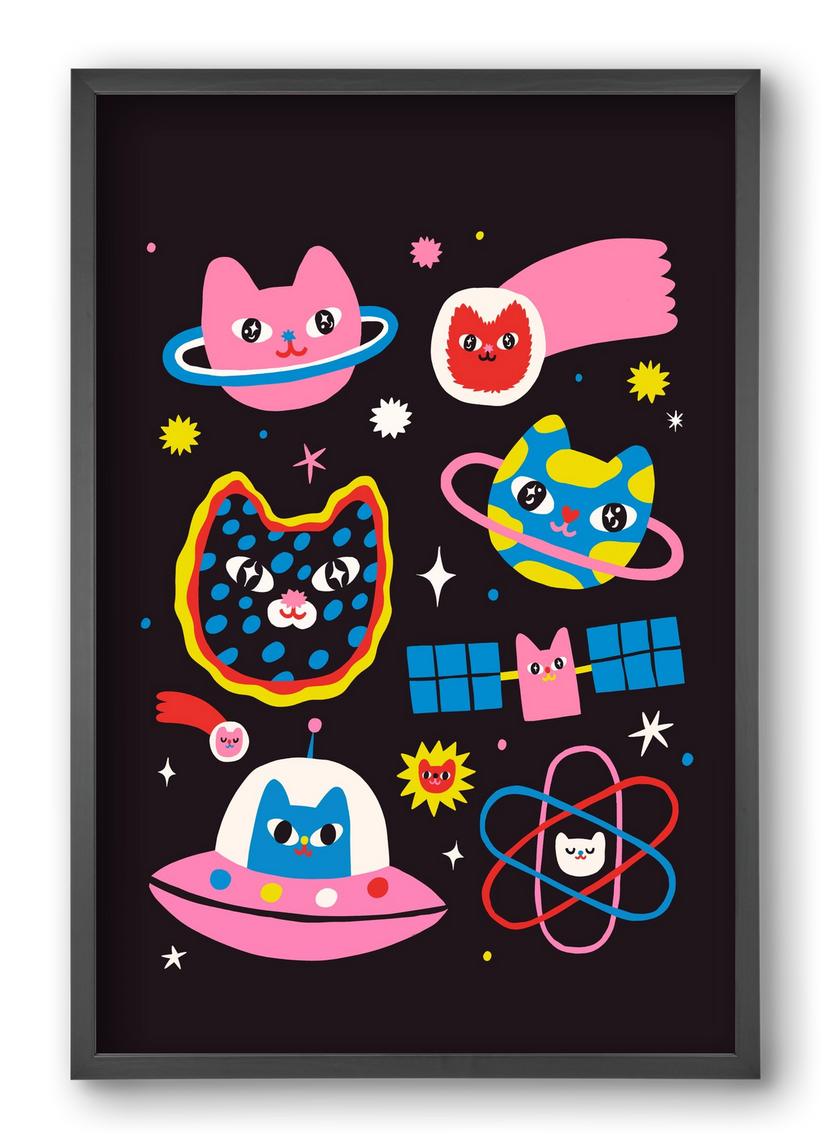 Cat Space, 40x60 cm (40x60 cm), Fekete keret
