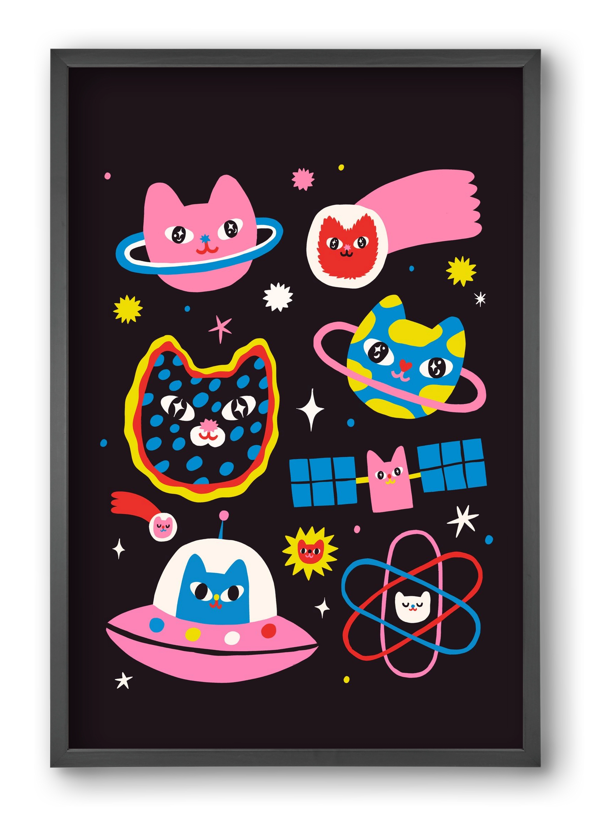 Cat Space, 40x60 cm (40x60 cm), Fekete keret