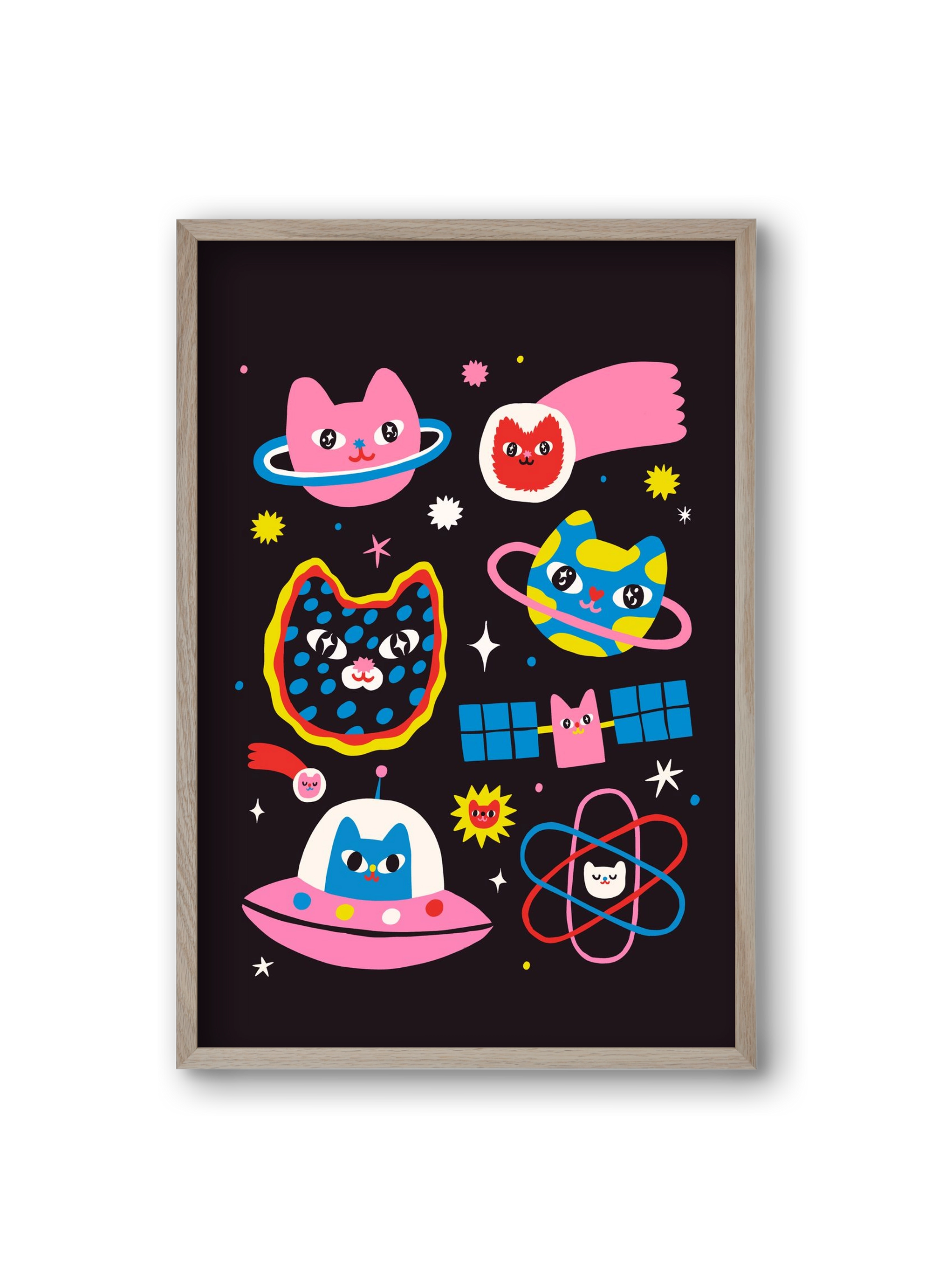 Cat Space, 20x30 cm (20x30 cm), Tölgy keret