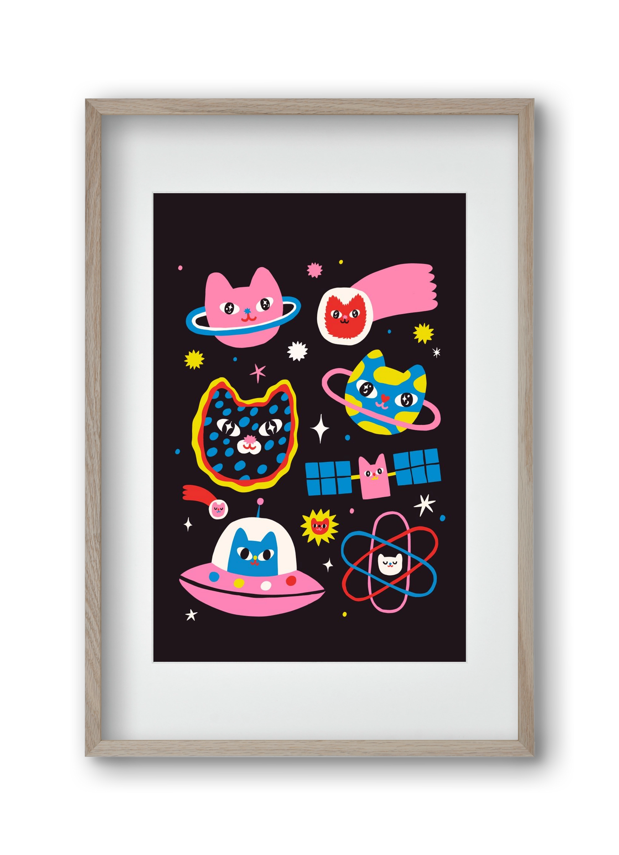 Cat Space, 30x45 cm (20x30 cm), Tölgy keret, paszpartuval