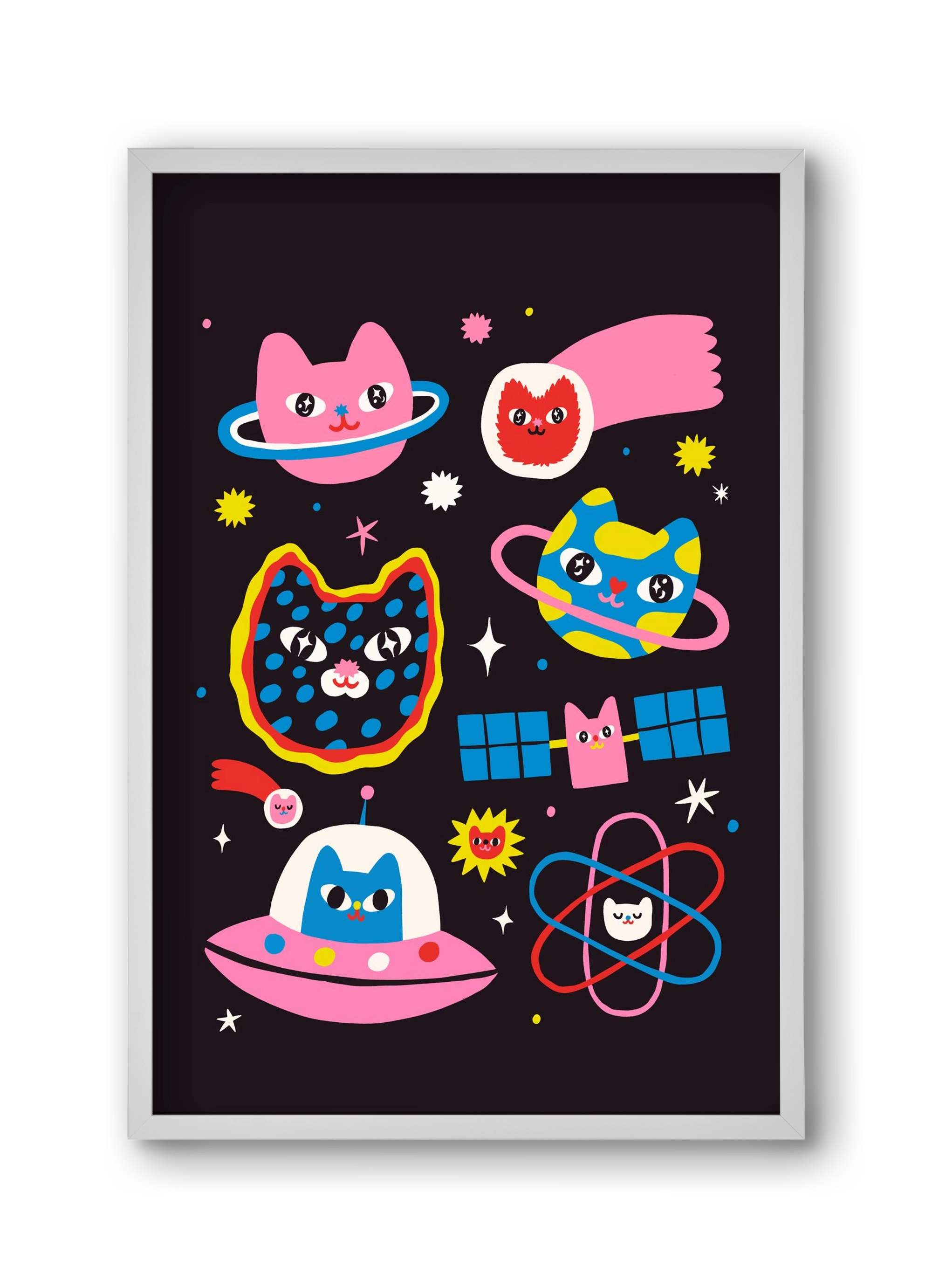 Cat Space, 30x45 cm (30x45 cm), Fehér keret