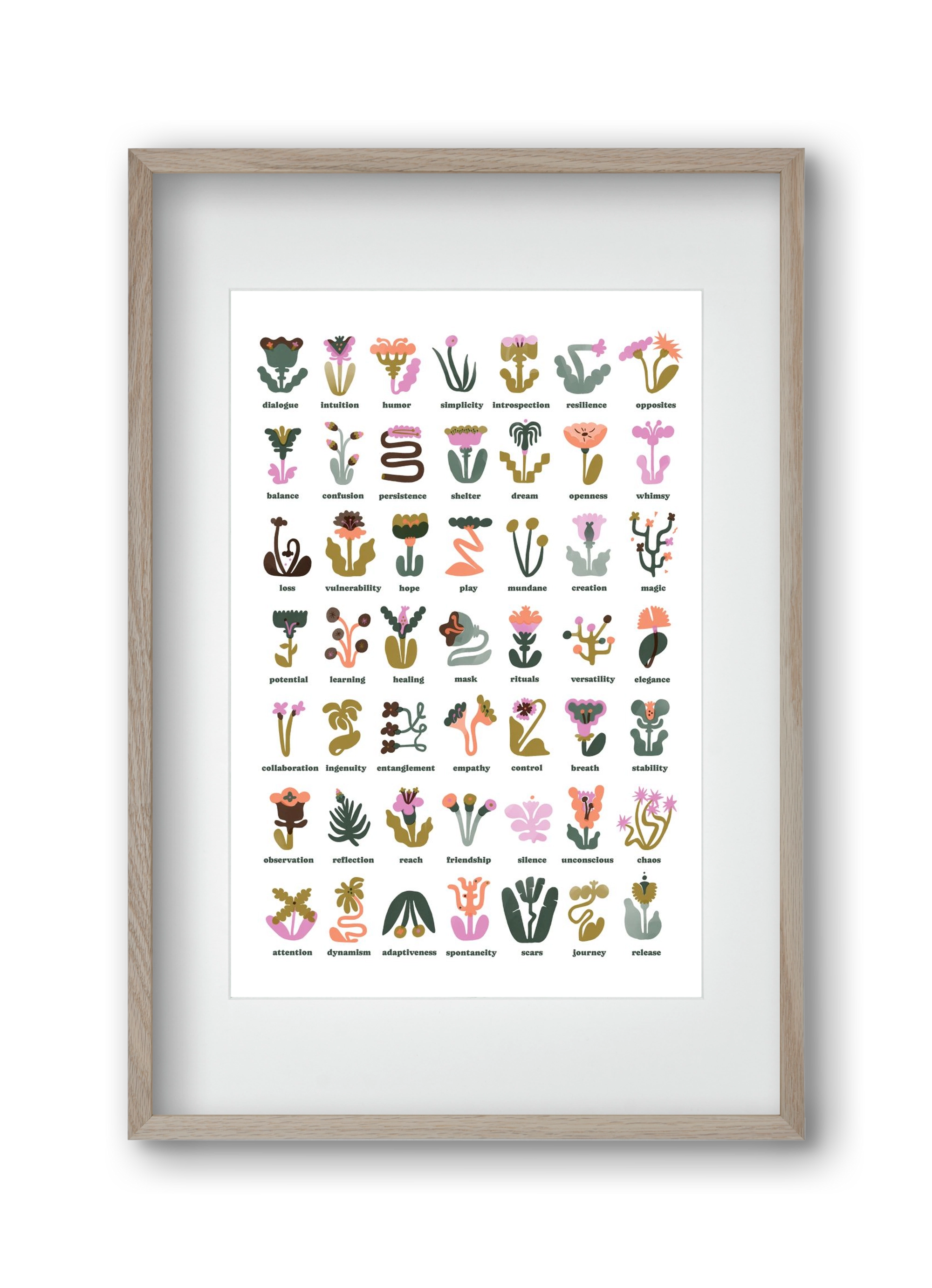 Beyond Bloom, 30x45 cm (20x30 cm), Tölgy keret, paszpartuval