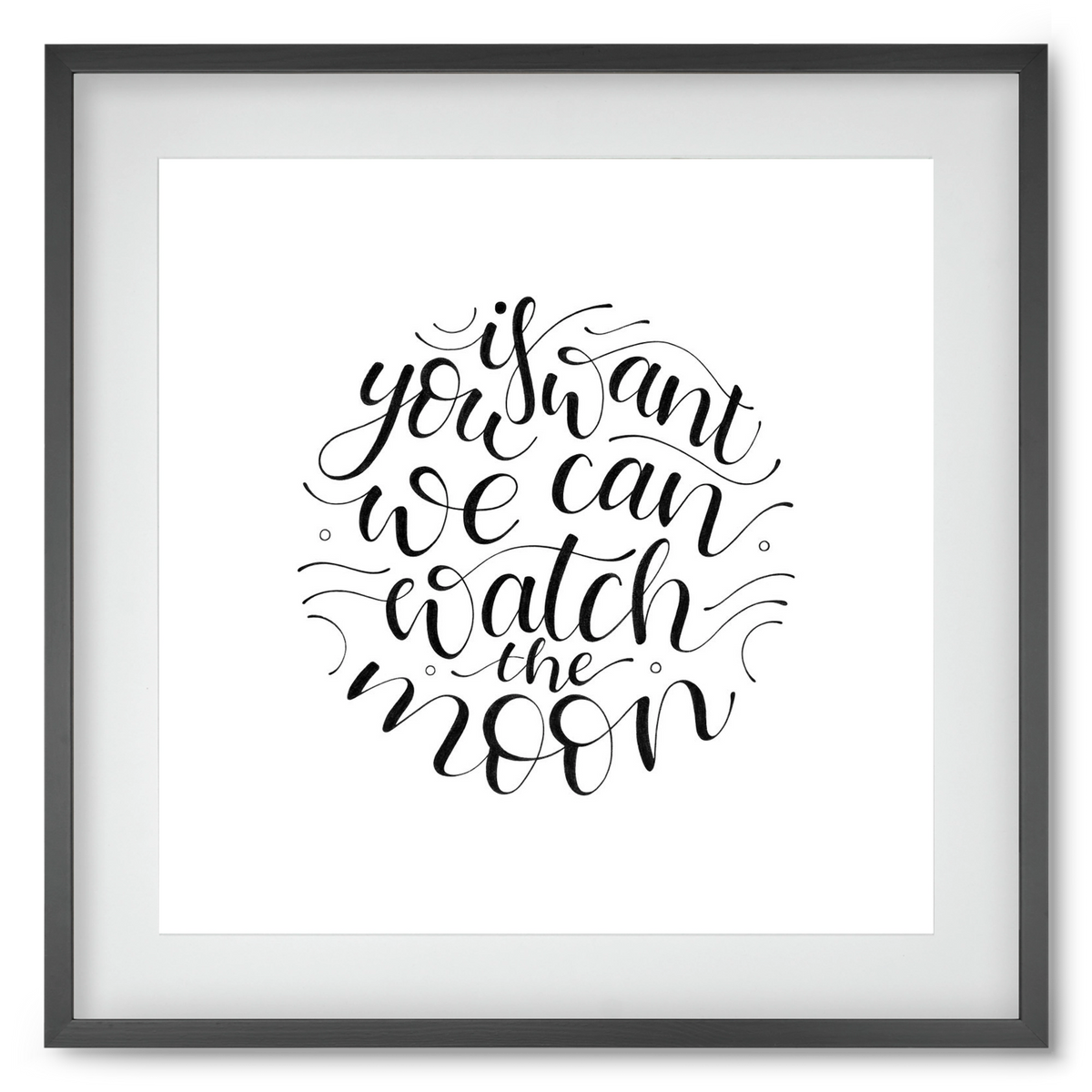 Watch the Moon, 50x50 cm (40x40 cm), Fekete keret, paszpartuval