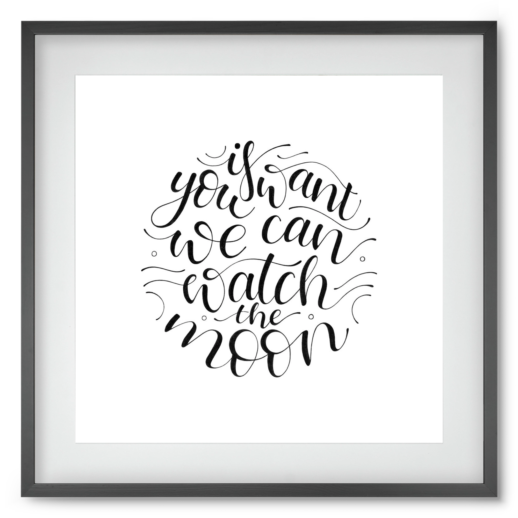 Watch the Moon, 50x50 cm (40x40 cm), Fekete keret, paszpartuval