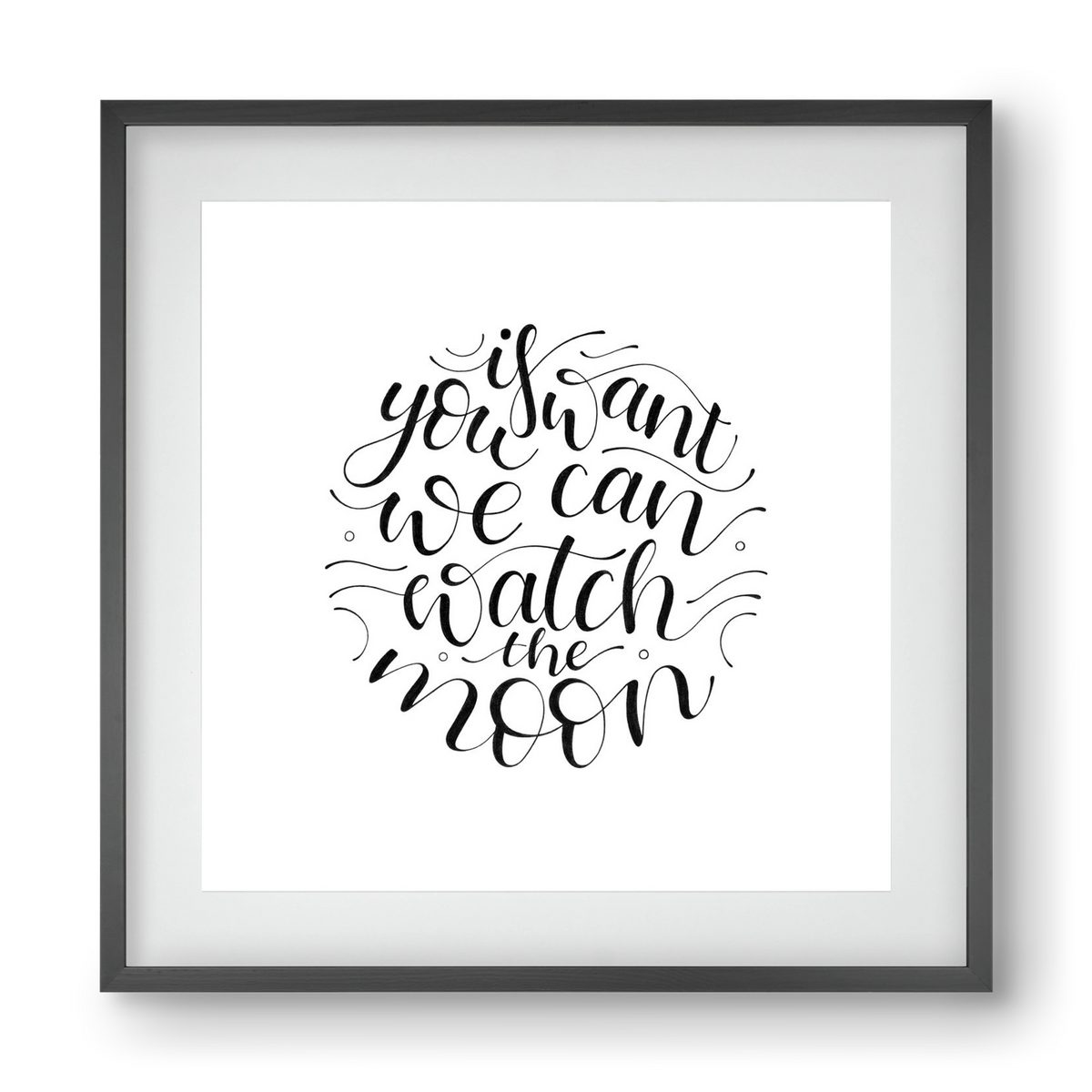 Watch the Moon, 40x40 cm (30x30 cm), Fekete keret, paszpartuval