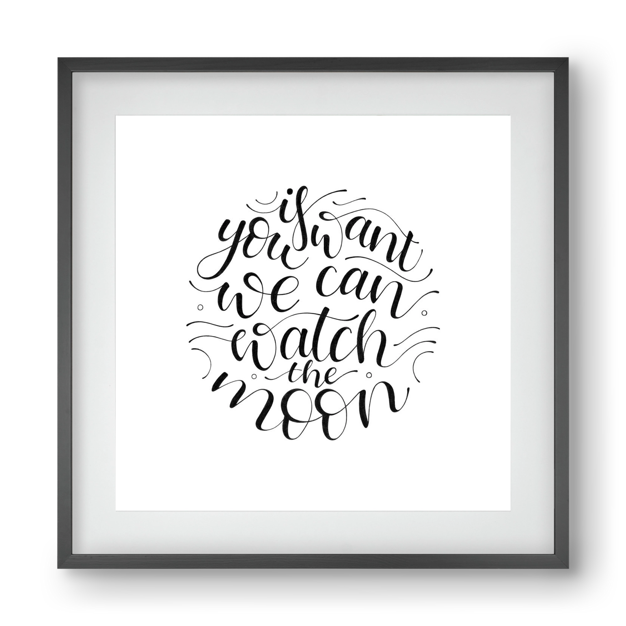 Watch the Moon, 40x40 cm (30x30 cm), Fekete keret, paszpartuval