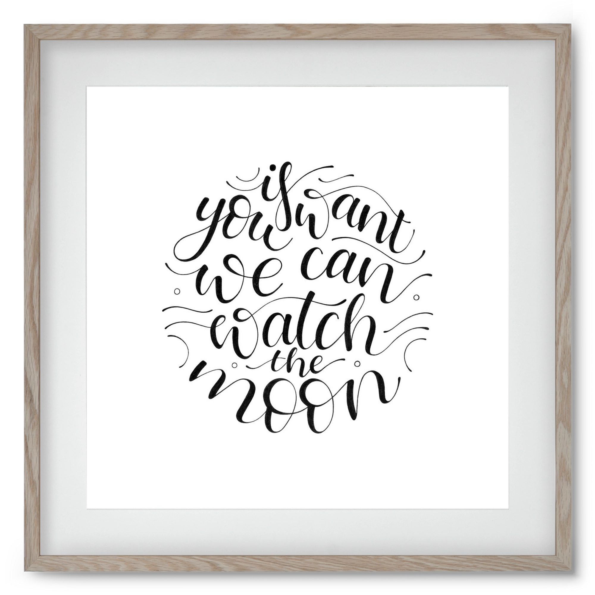 Watch the Moon, 50x50 cm (40x40 cm), Tölgy keret, paszpartuval