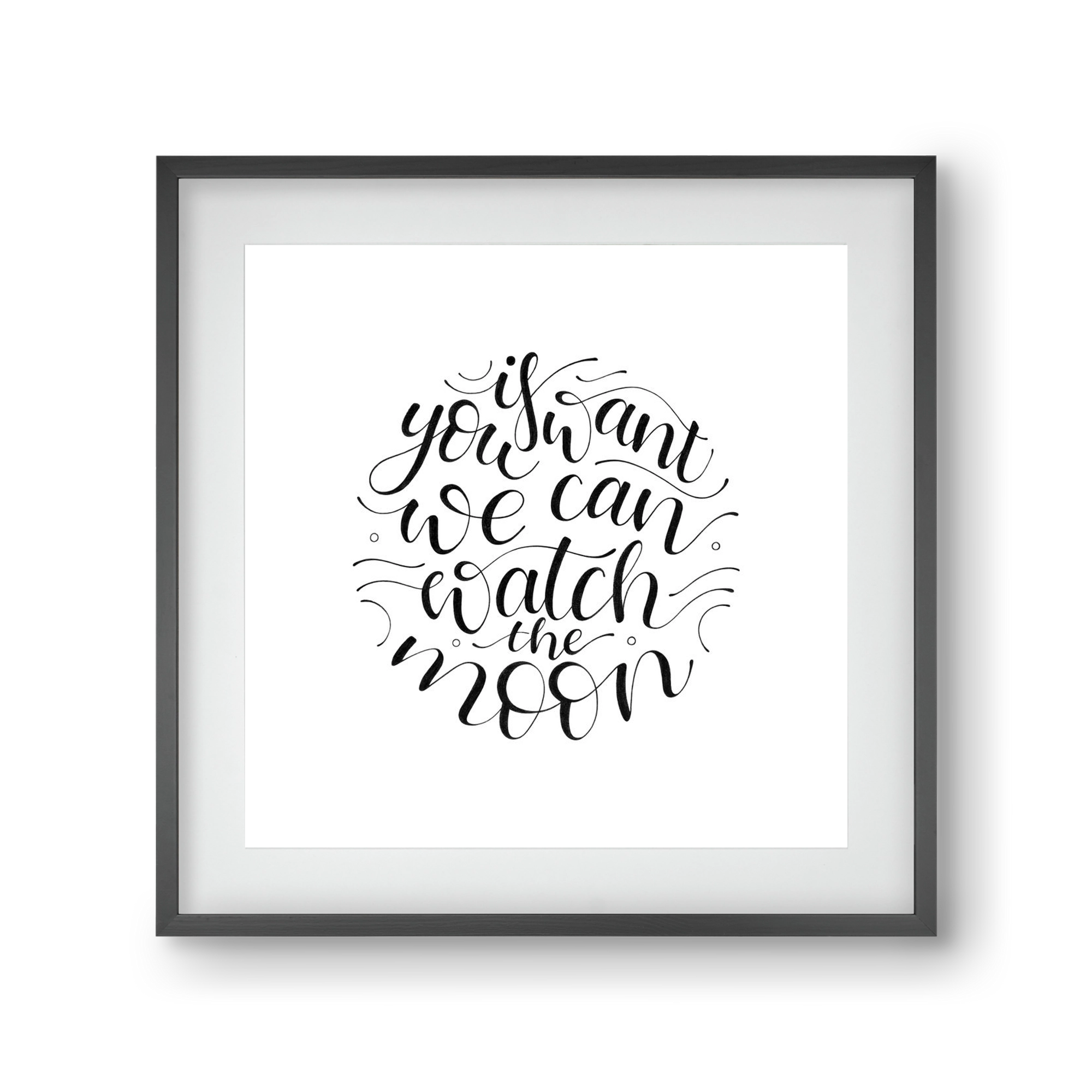 Watch the Moon, 30x30 cm (20x20 cm), Fekete keret, paszpartuval