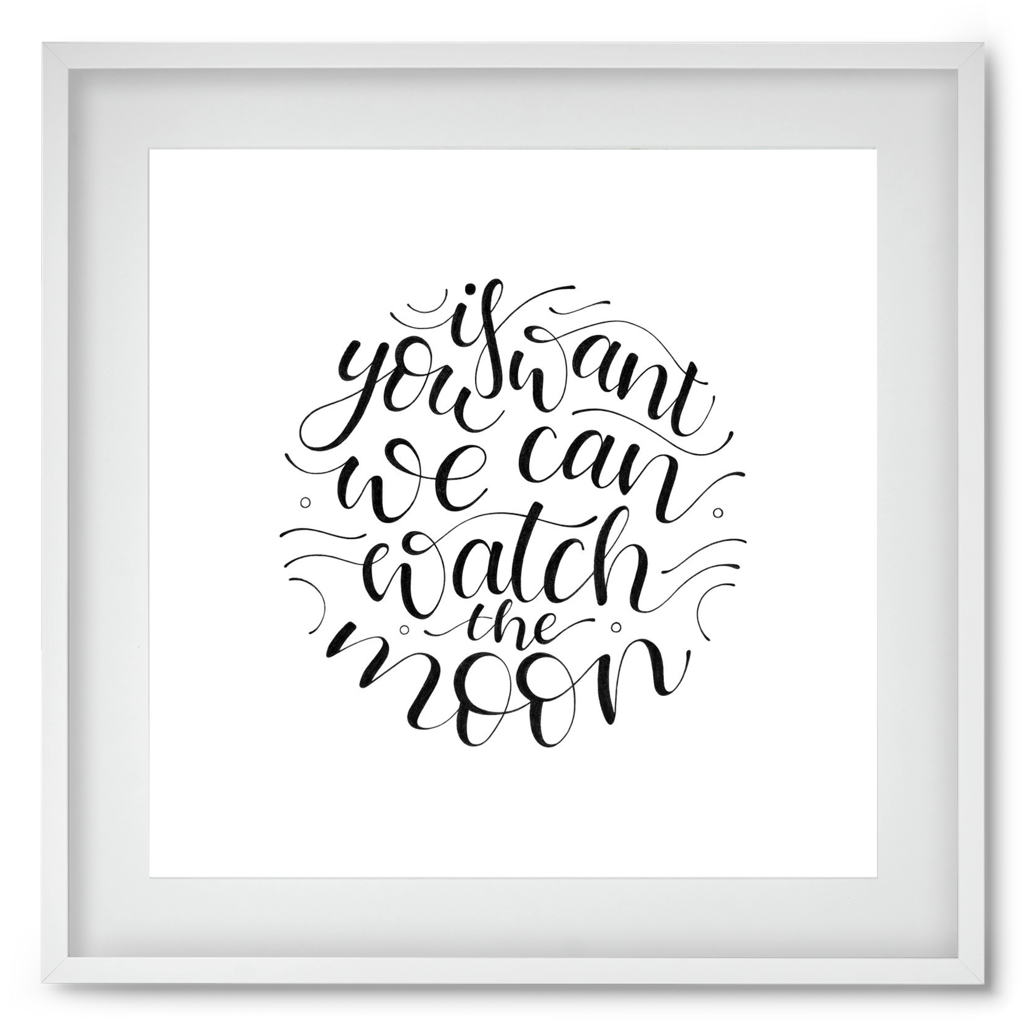 Watch the Moon, 50x50 cm (40x40 cm), Fehér keret, paszpartuval