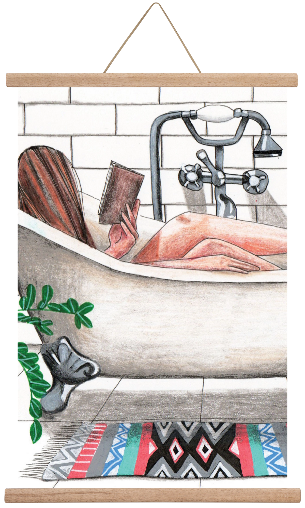 Fürdősolvasós, 60x40 cm (60x40 cm), Tölgy akasztó