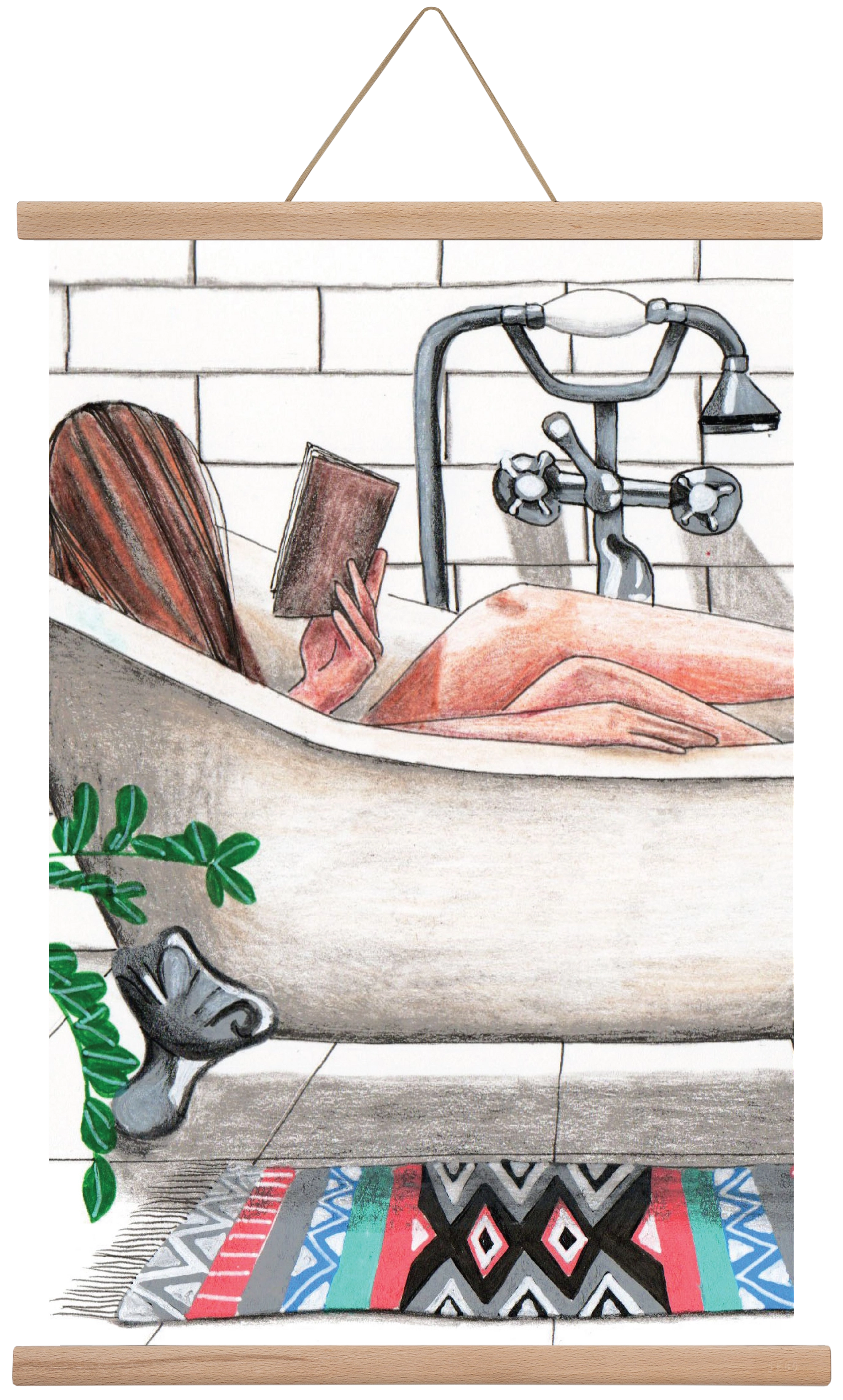 Fürdősolvasós, 60x40 cm (60x40 cm), Tölgy akasztó