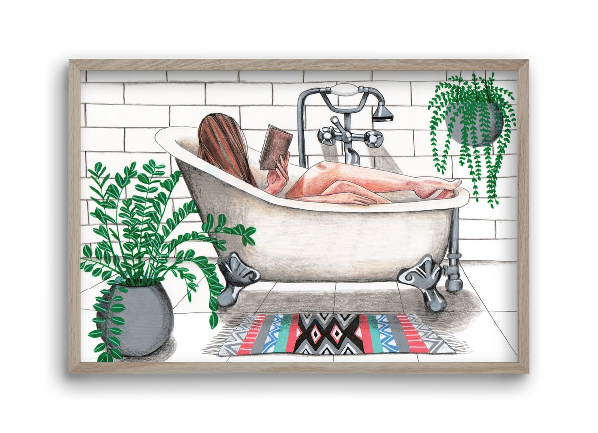 Fürdősolvasós, 45x30 cm (45x30 cm), Tölgy keret