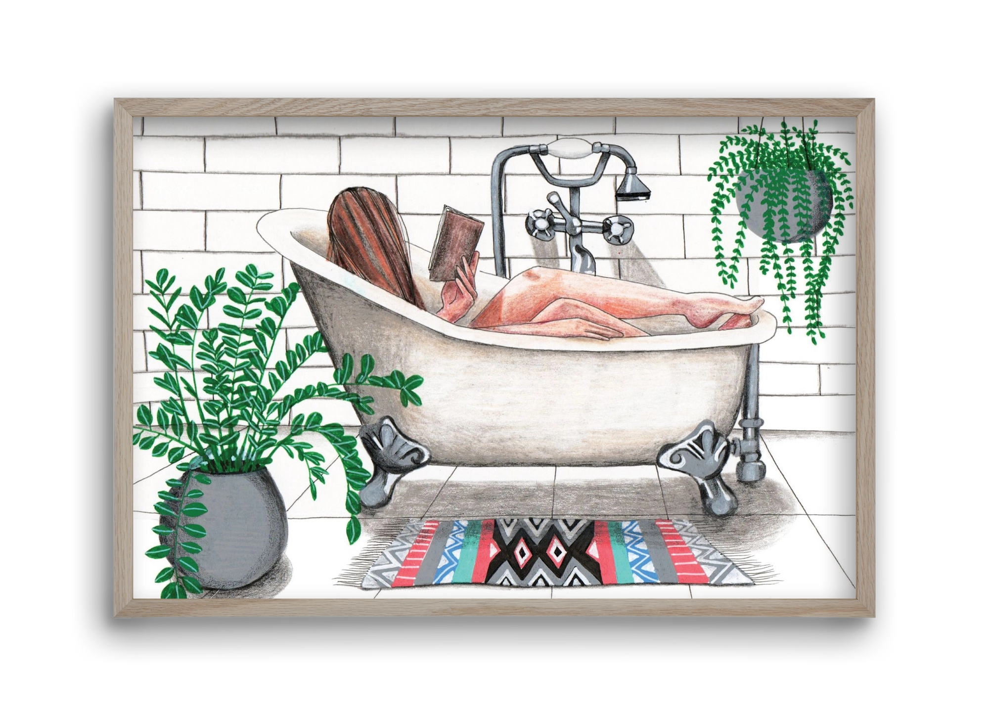 Fürdősolvasós, 45x30 cm (45x30 cm), Tölgy keret