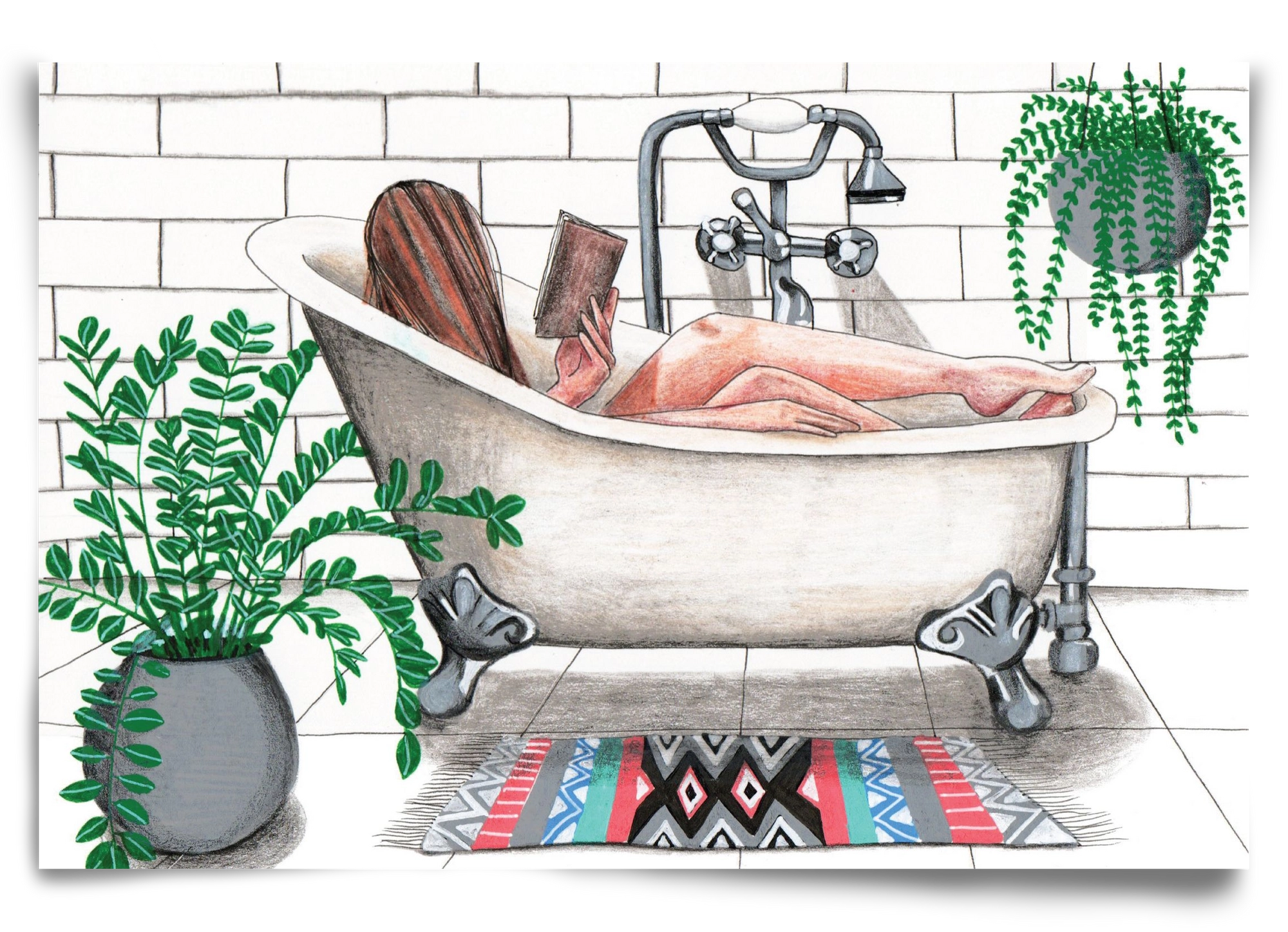 Fürdősolvasós, 90x60 cm, Keret nélkül