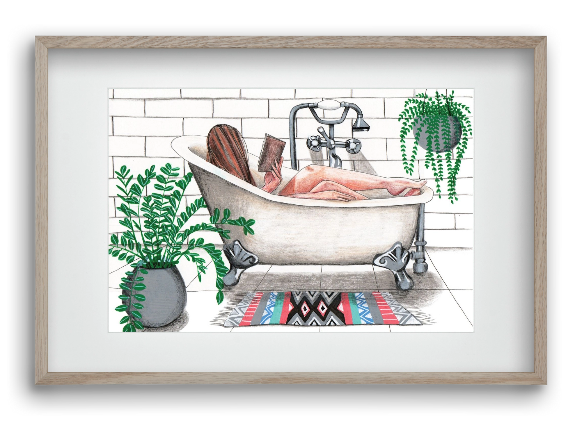 Fürdősolvasós, 60x40 cm (45x30 cm), Tölgy keret, paszpartuval