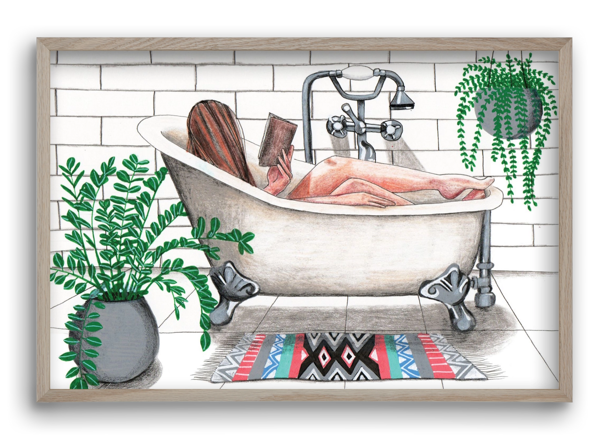 Fürdősolvasós, 60x40 cm (60x40 cm), Tölgy keret