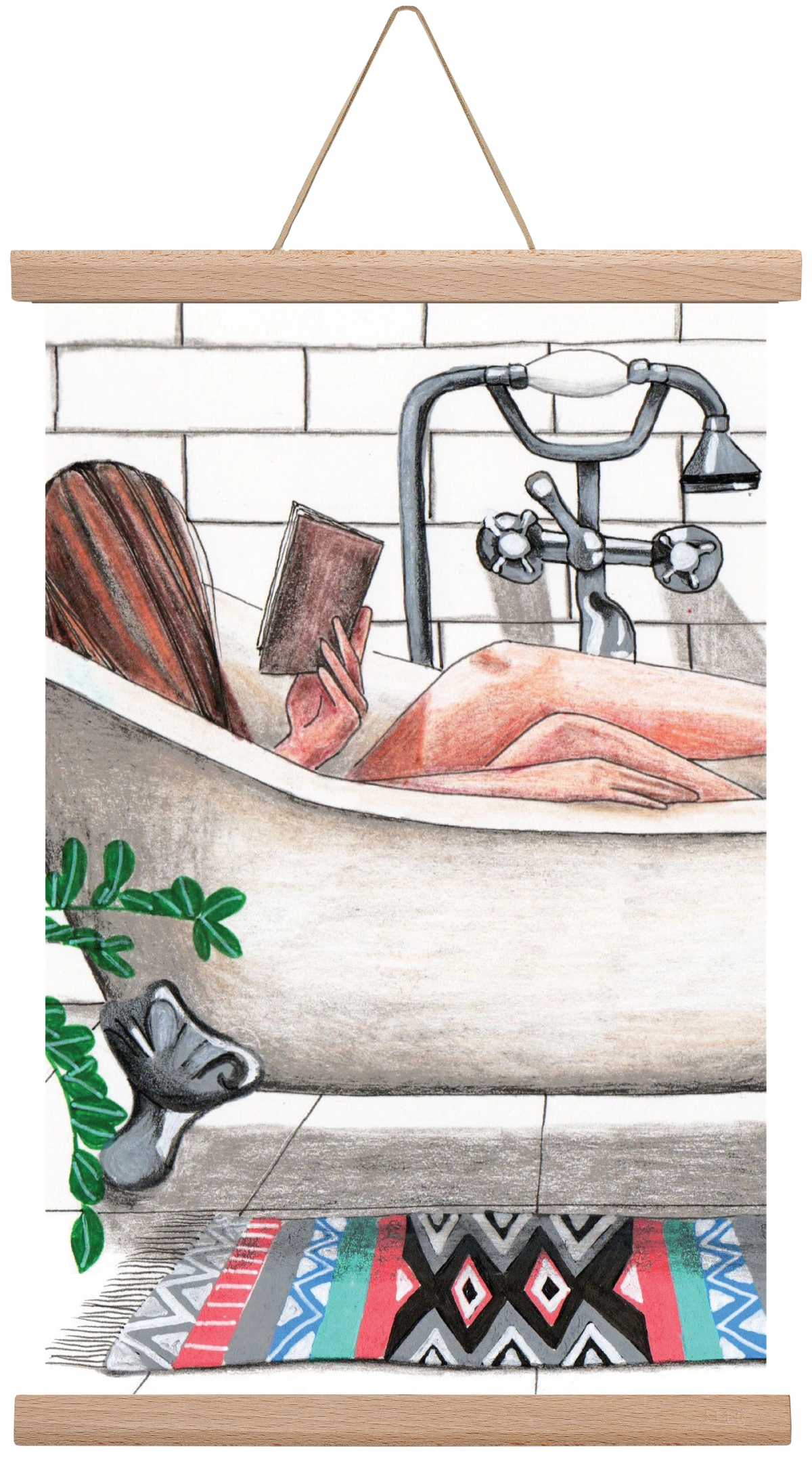 Fürdősolvasós, 45x30 cm (45x30 cm), Tölgy akasztó