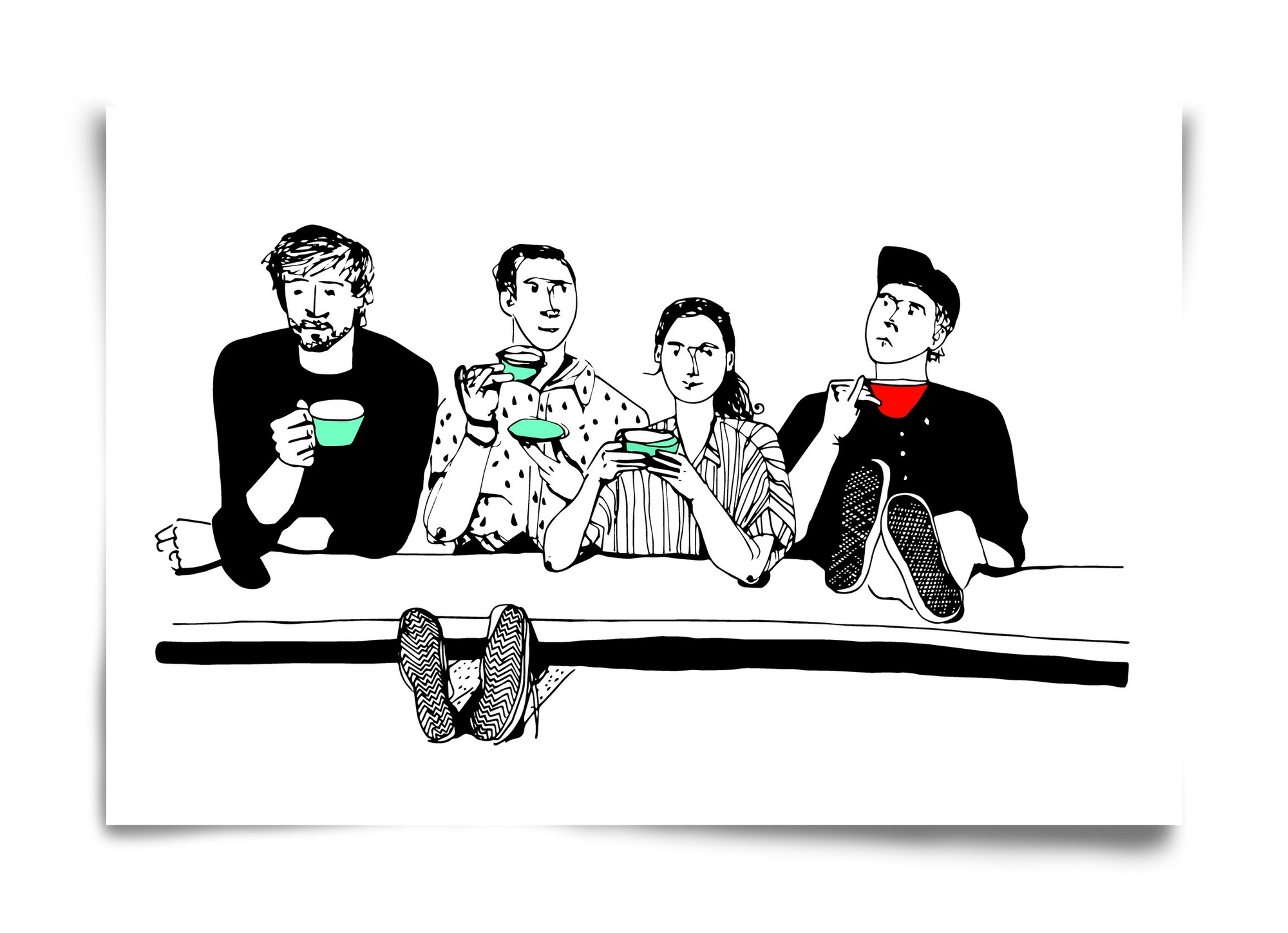 coffee with friends, 60x40 cm, Keret nélkül