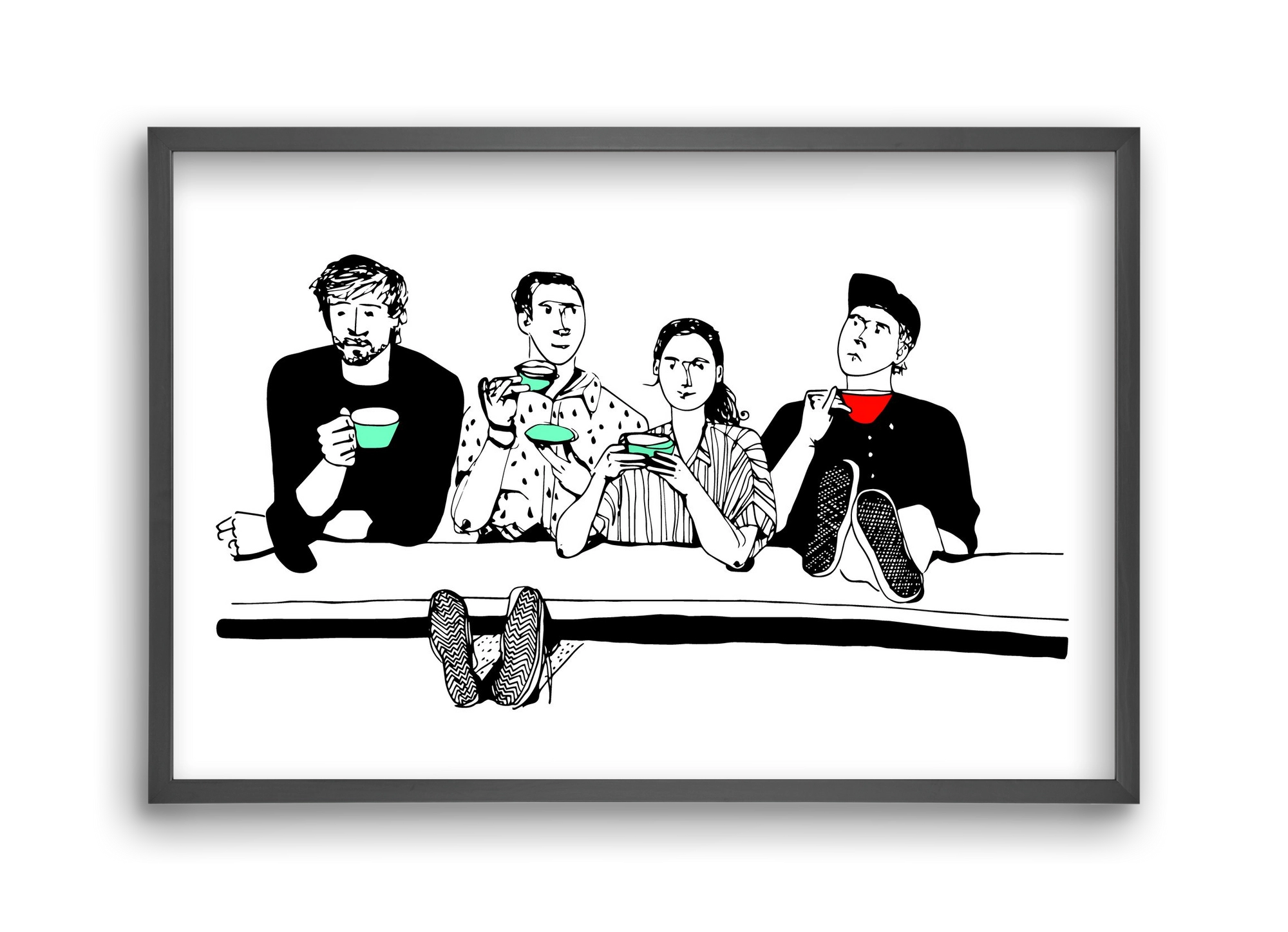 coffee with friends, 45x30 cm (45x30 cm), Fekete keret