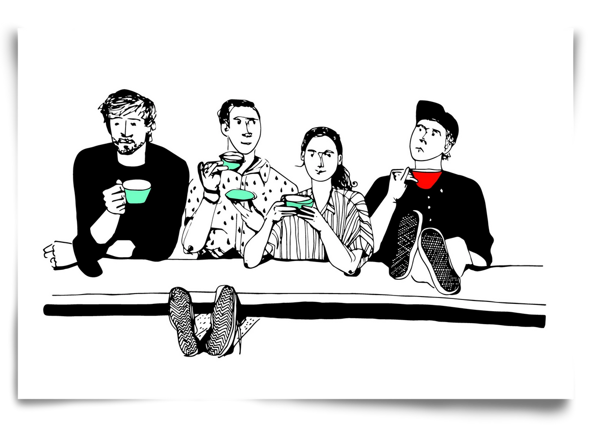 coffee with friends, 90x60 cm, Keret nélkül