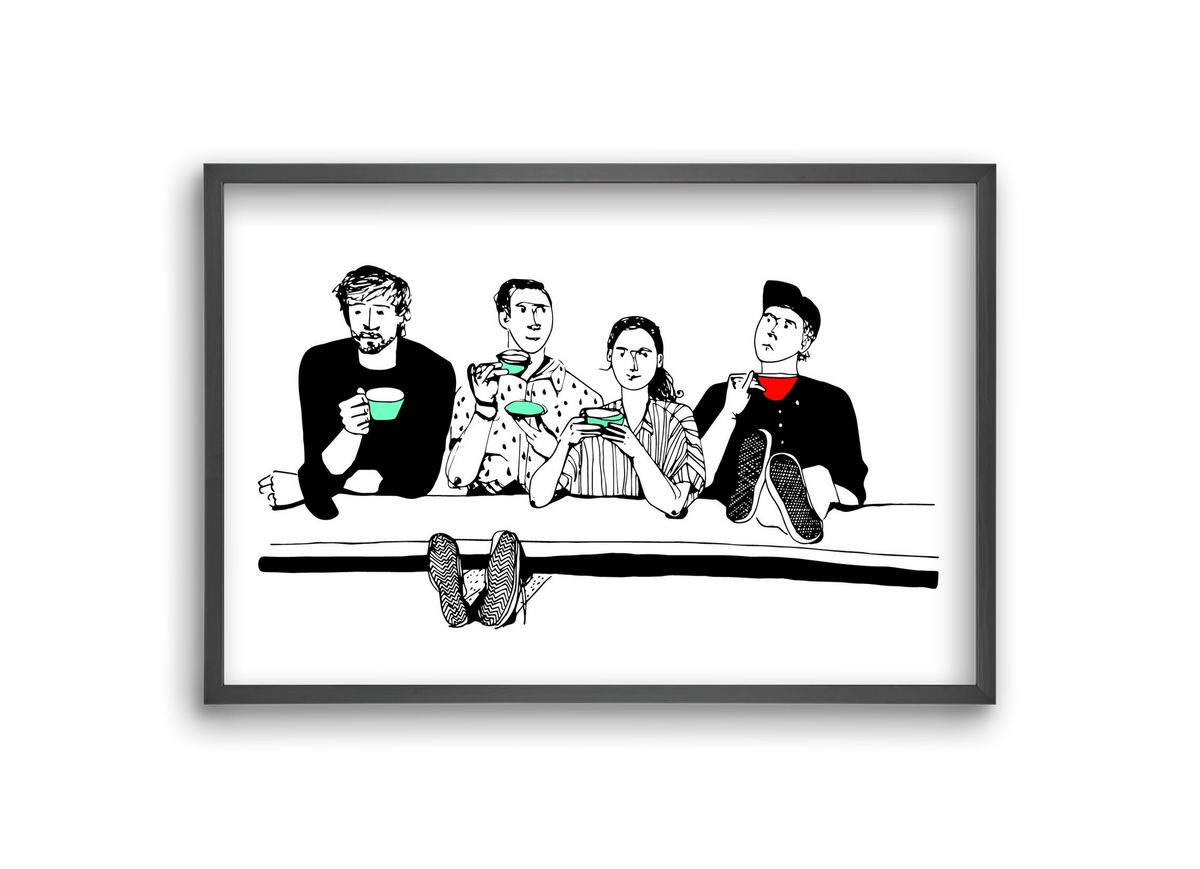 coffee with friends, 30x20 cm (30x20 cm), Fekete keret