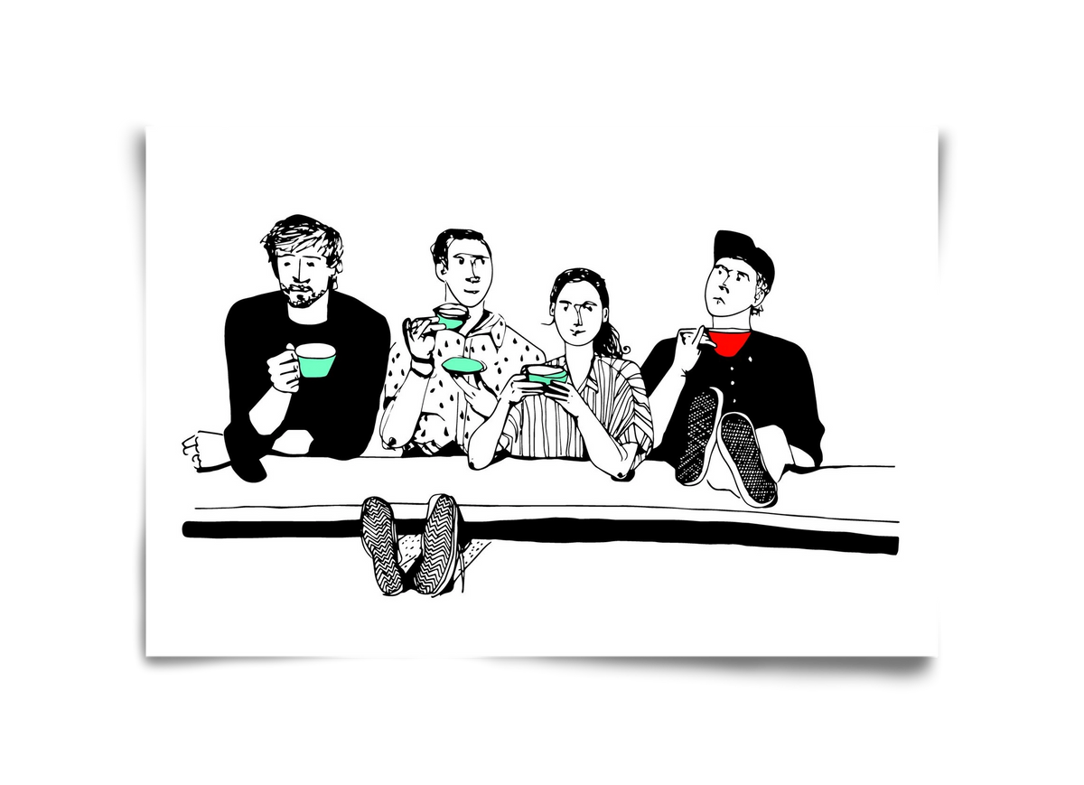 coffee with friends, 45x30 cm, Keret nélkül