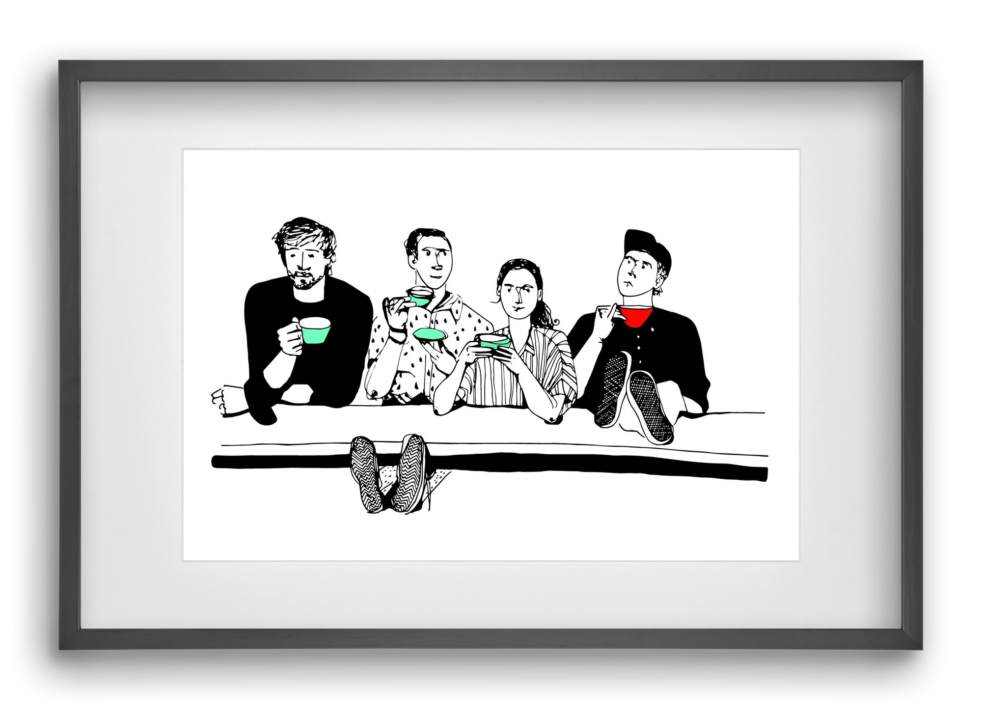 coffee with friends, 60x40 cm (45x30 cm), Fekete keret, paszpartuval