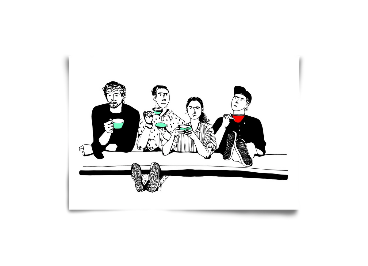 coffee with friends, 30x20 cm, Keret nélkül