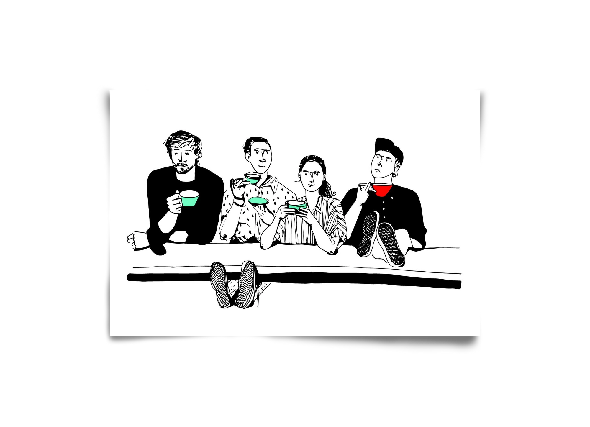 coffee with friends, 30x20 cm, Keret nélkül