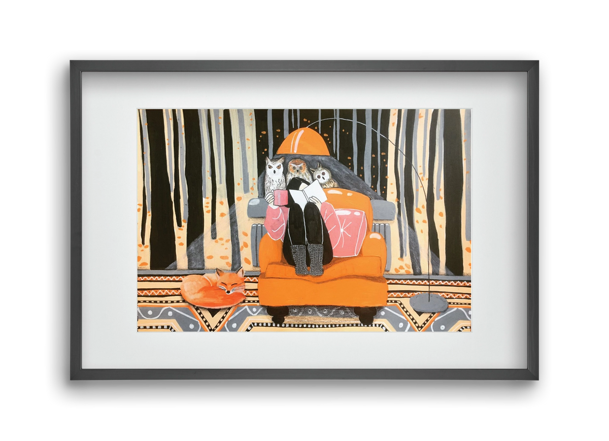 Őszi álmodozás, 45x30 cm (30x20 cm), Fekete keret, paszpartuval